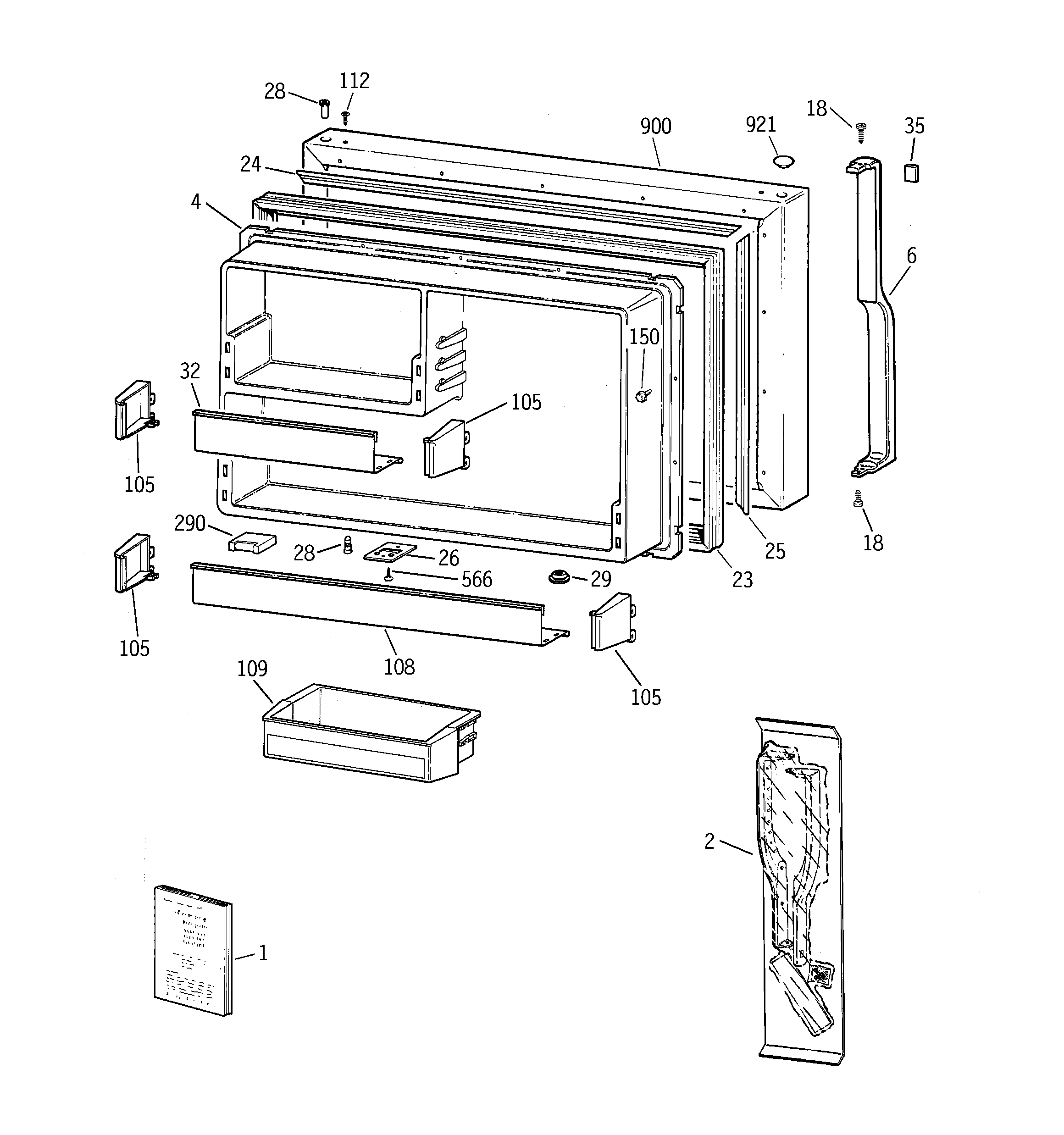 GE TBX19ZIBKRWW freezer door diagram
