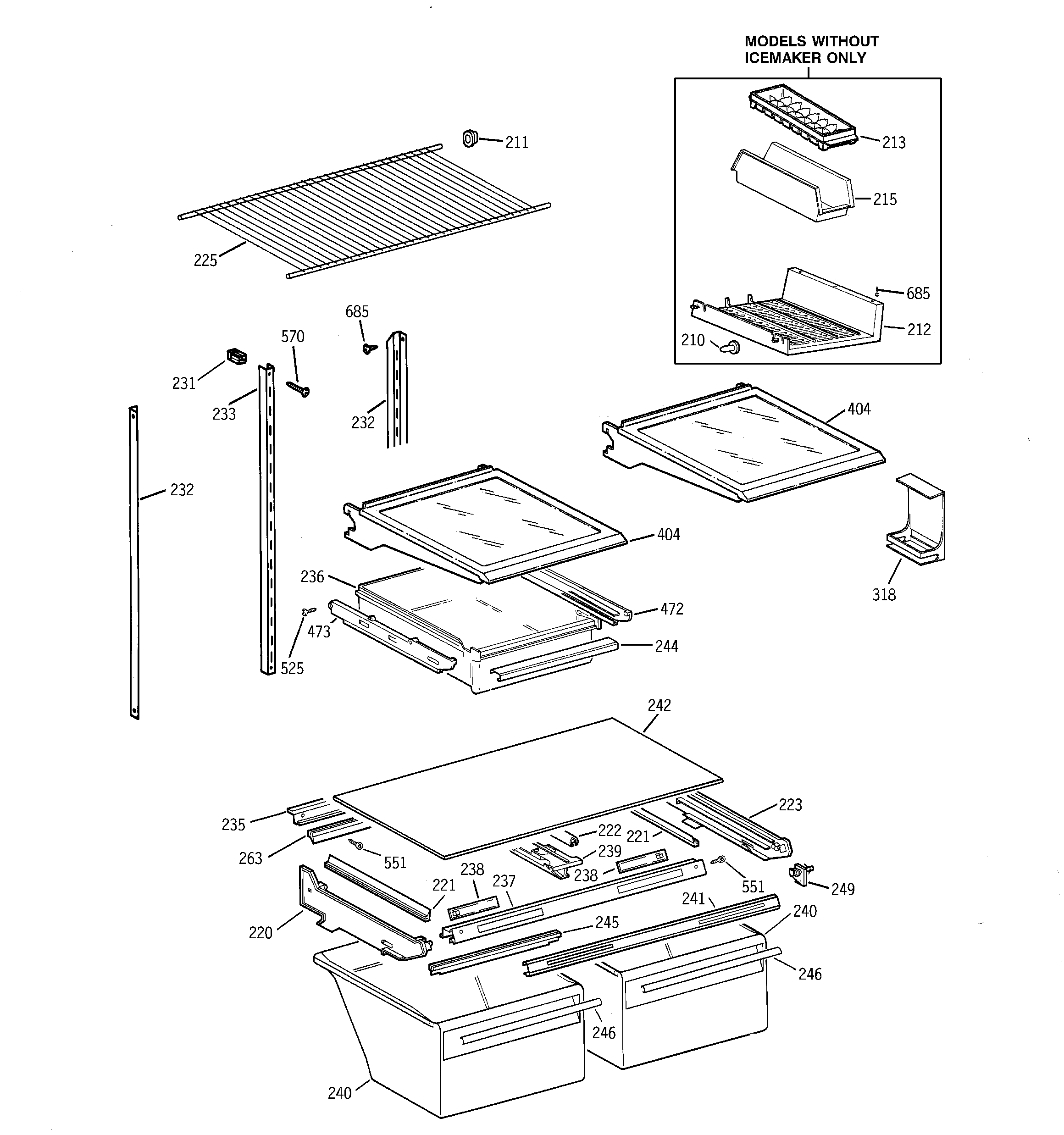 GE TBX19ZIBKRWW shelf parts diagram
