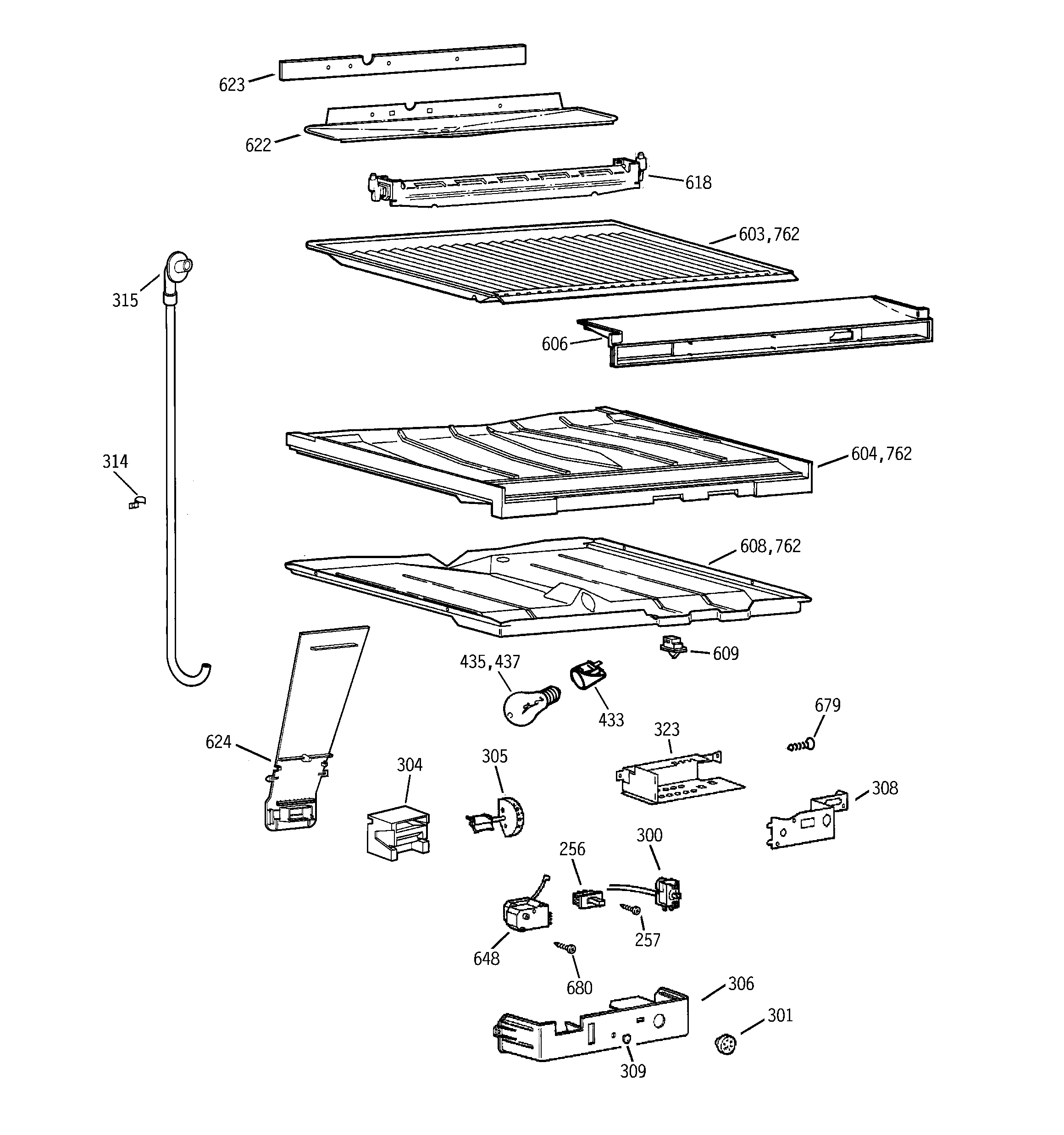 GE TBX19ZIBKRWW compartment separator parts diagram