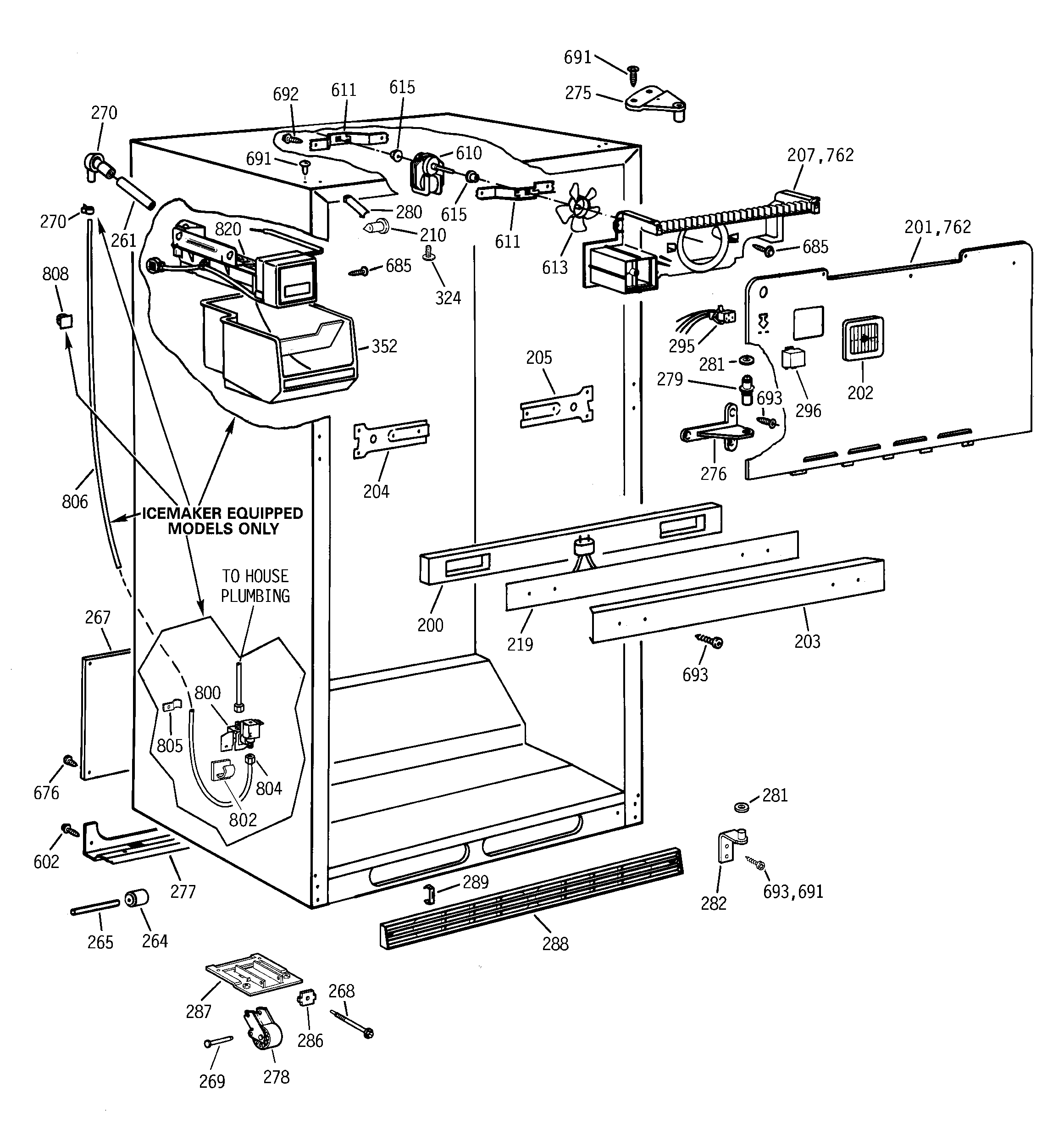 GE TBX21CIBJRAA cabinet parts diagram