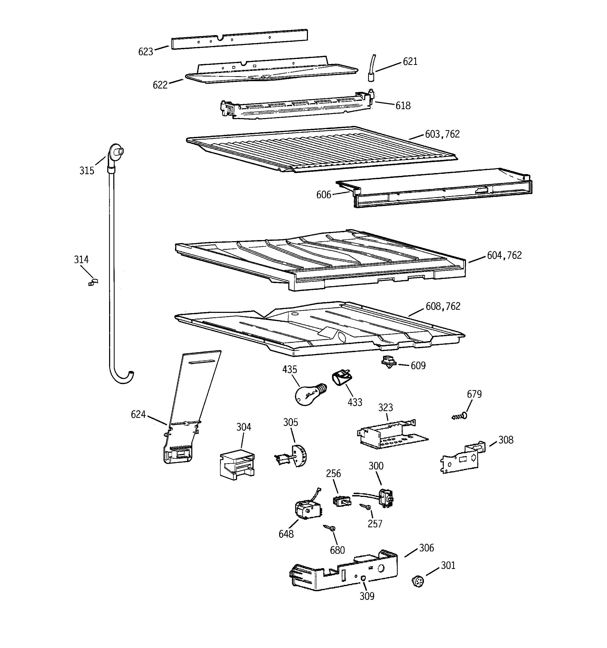 GE TBX21CIBJRAA compartment separator parts diagram