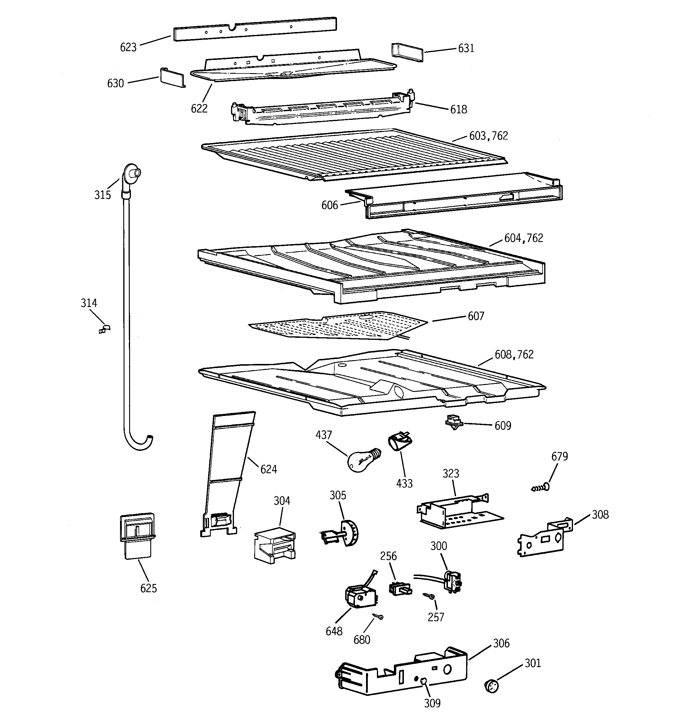 GE TBT25PABFRWW compartment separator parts diagram