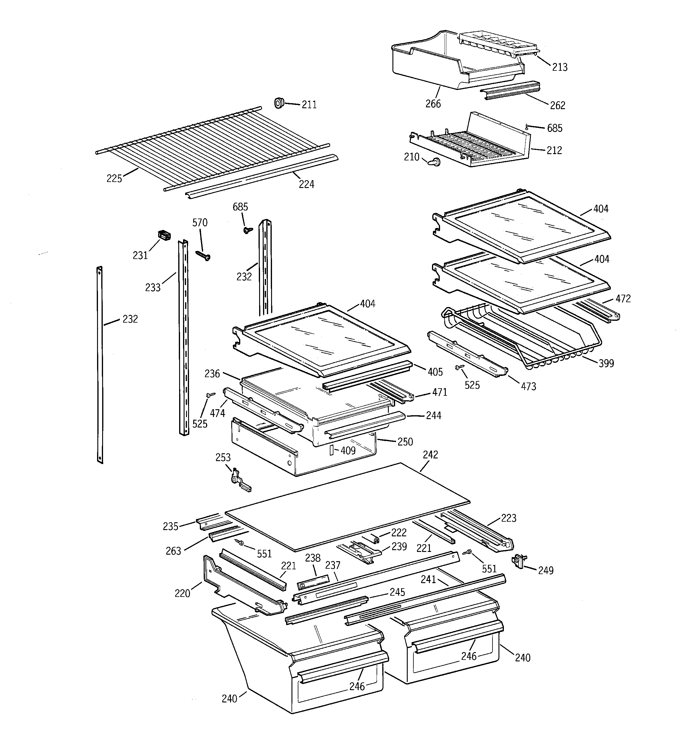 GE TBG19PABGRWW shelf parts diagram