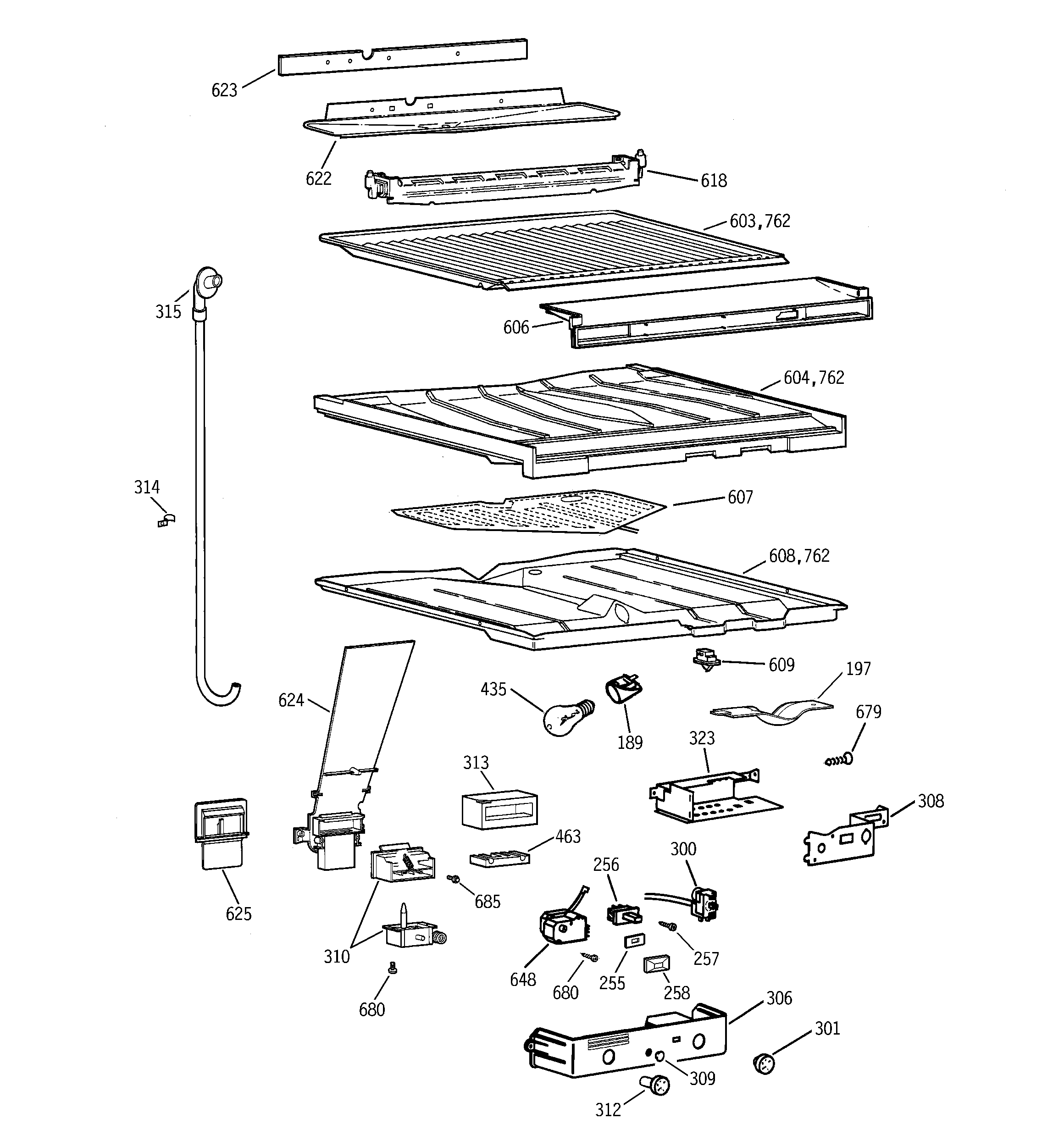 GE TBG19PABGRWW compartment separator parts diagram