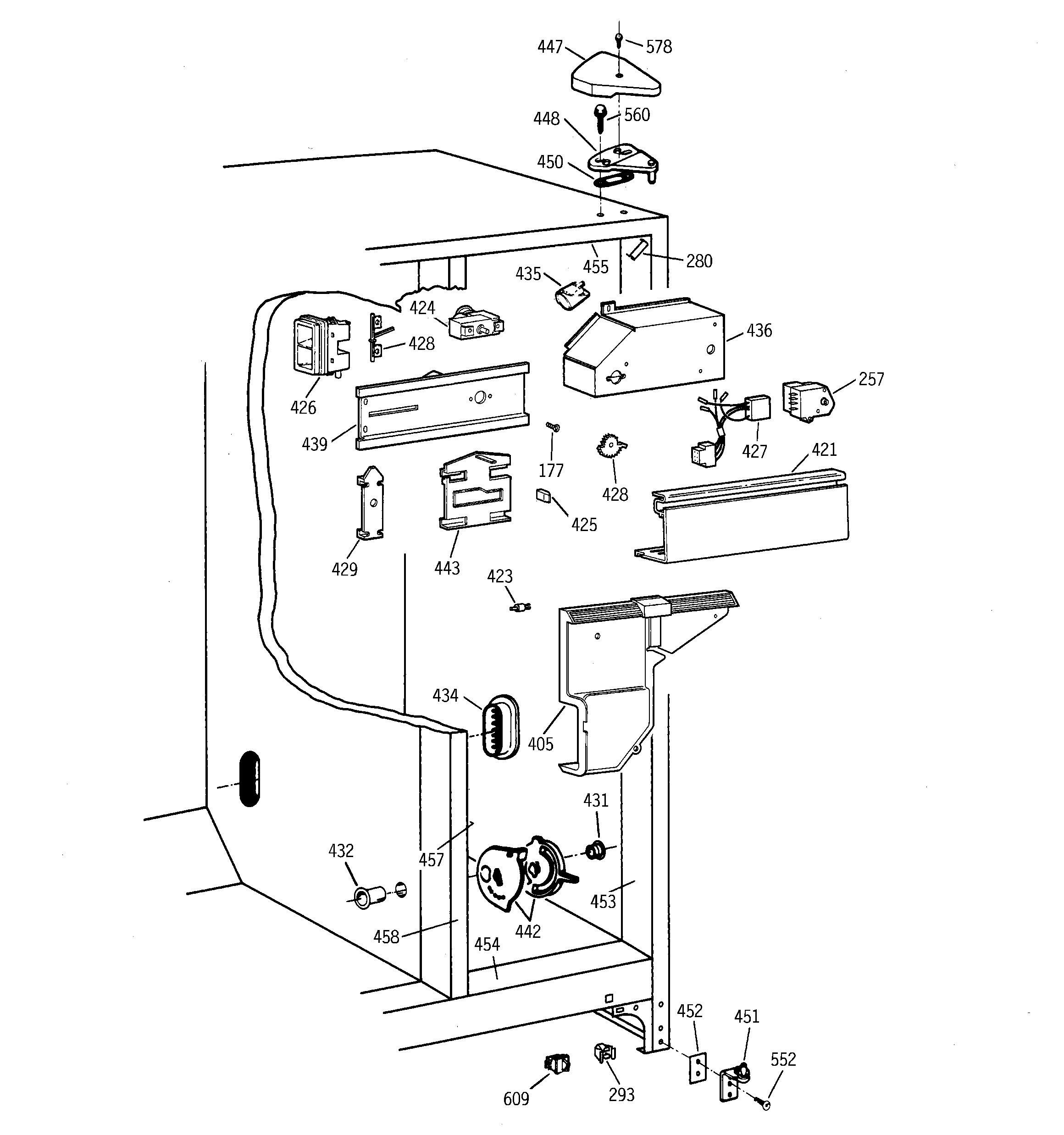 GE TFX20JABBAA fresh food section diagram
