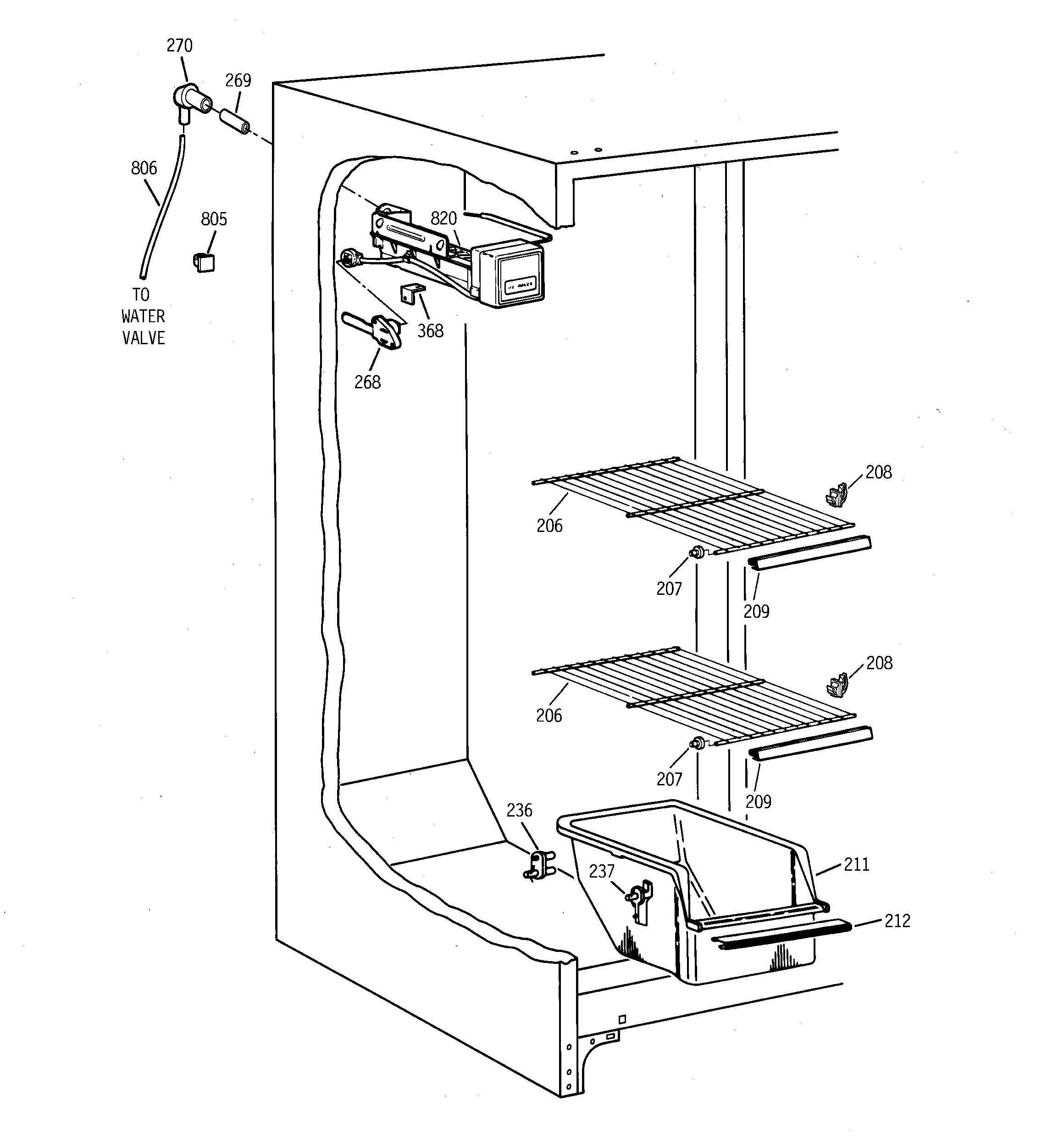 GE TFX22JRBBWW freezer section diagram