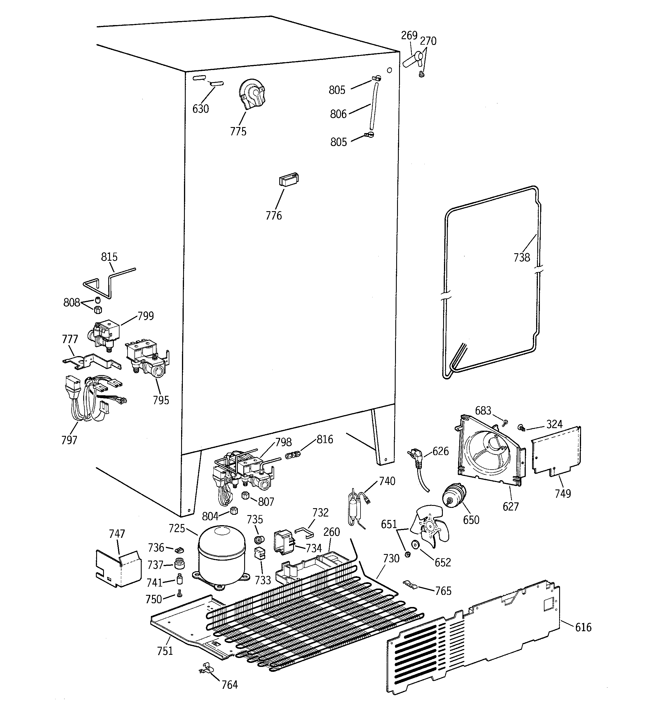 GE TFX22PPBBBB unit parts diagram