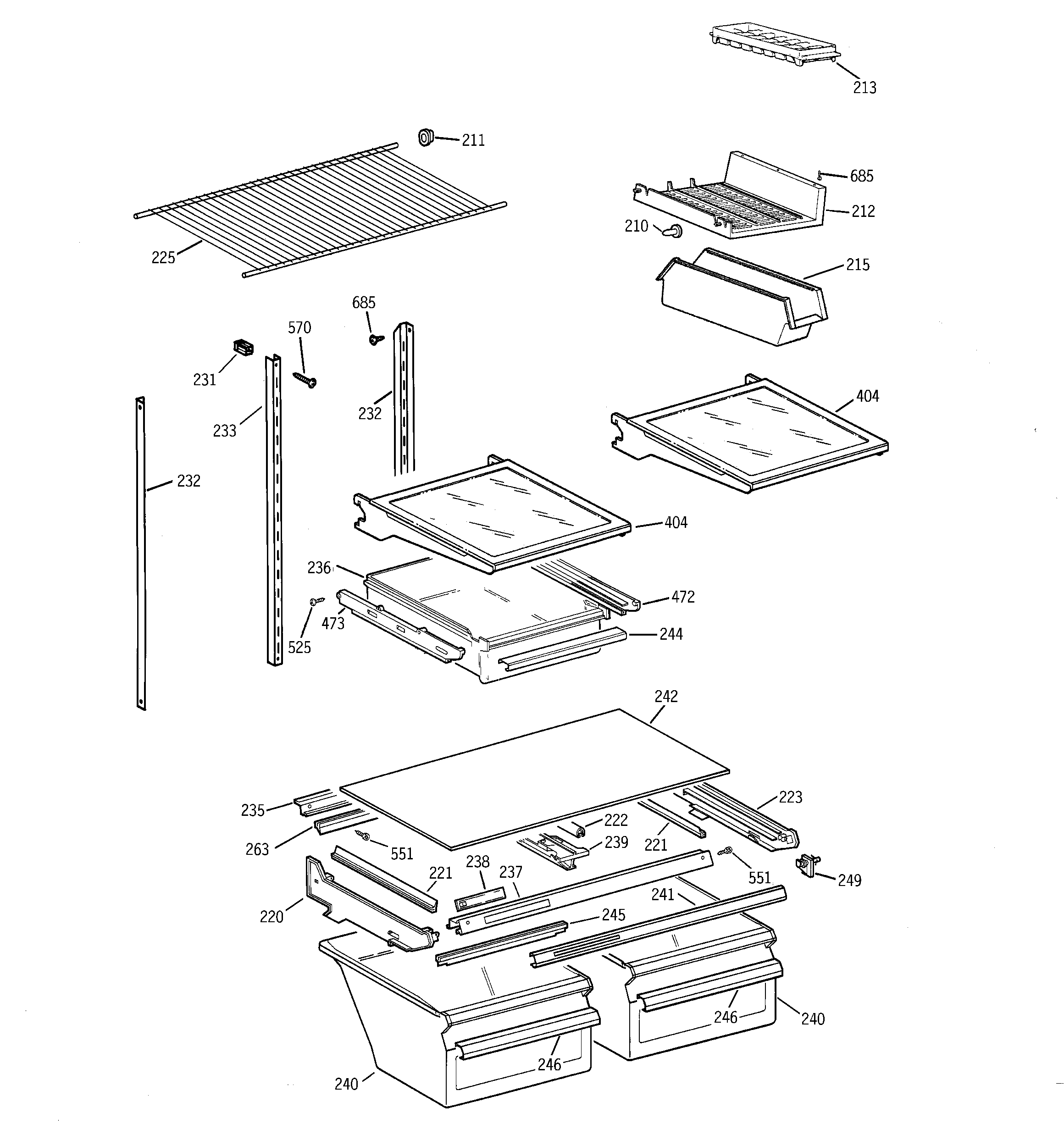 GE TBH18JABNRWW shelf parts diagram