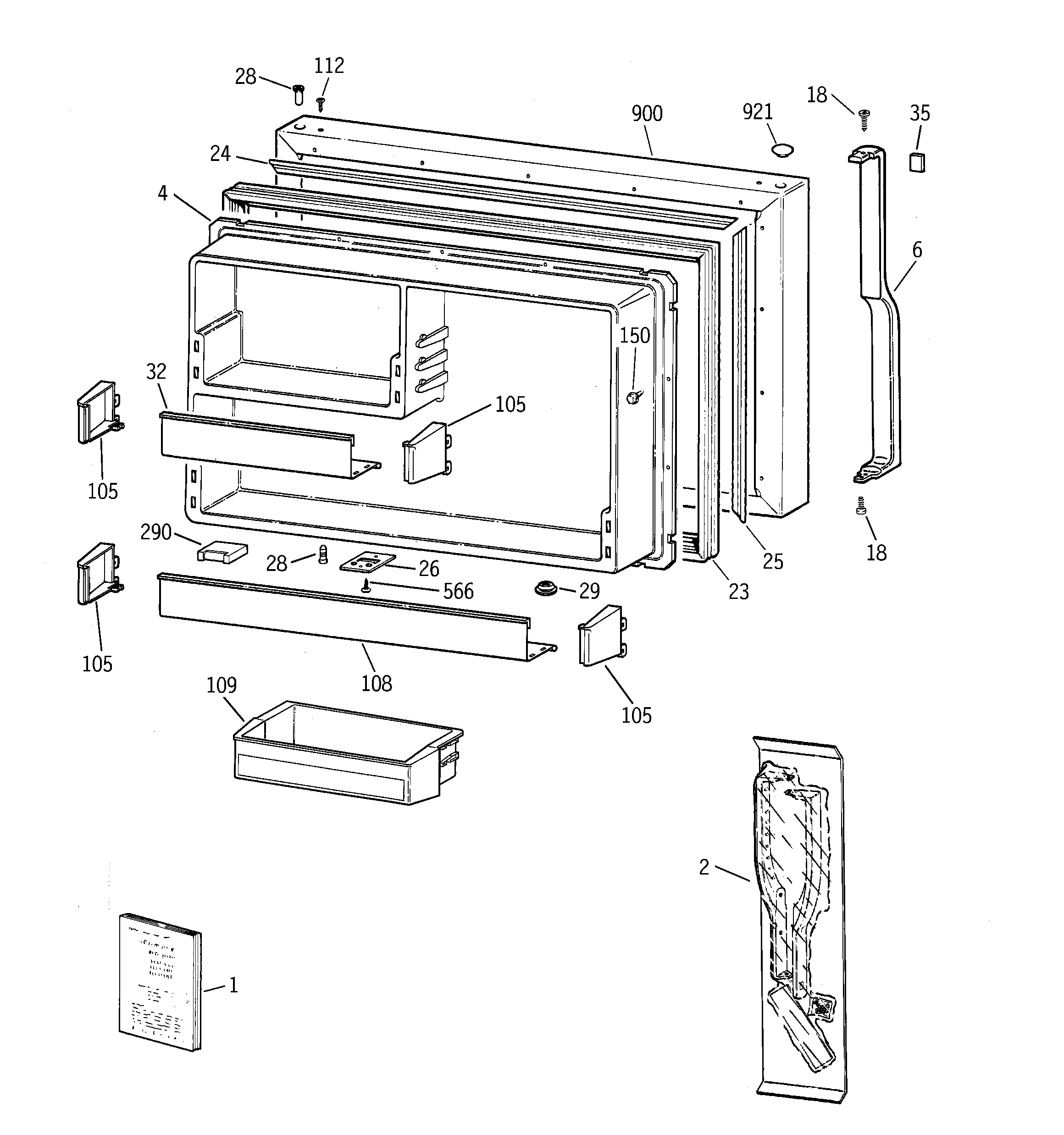 GE TBH19ZABNRAA freezer door diagram