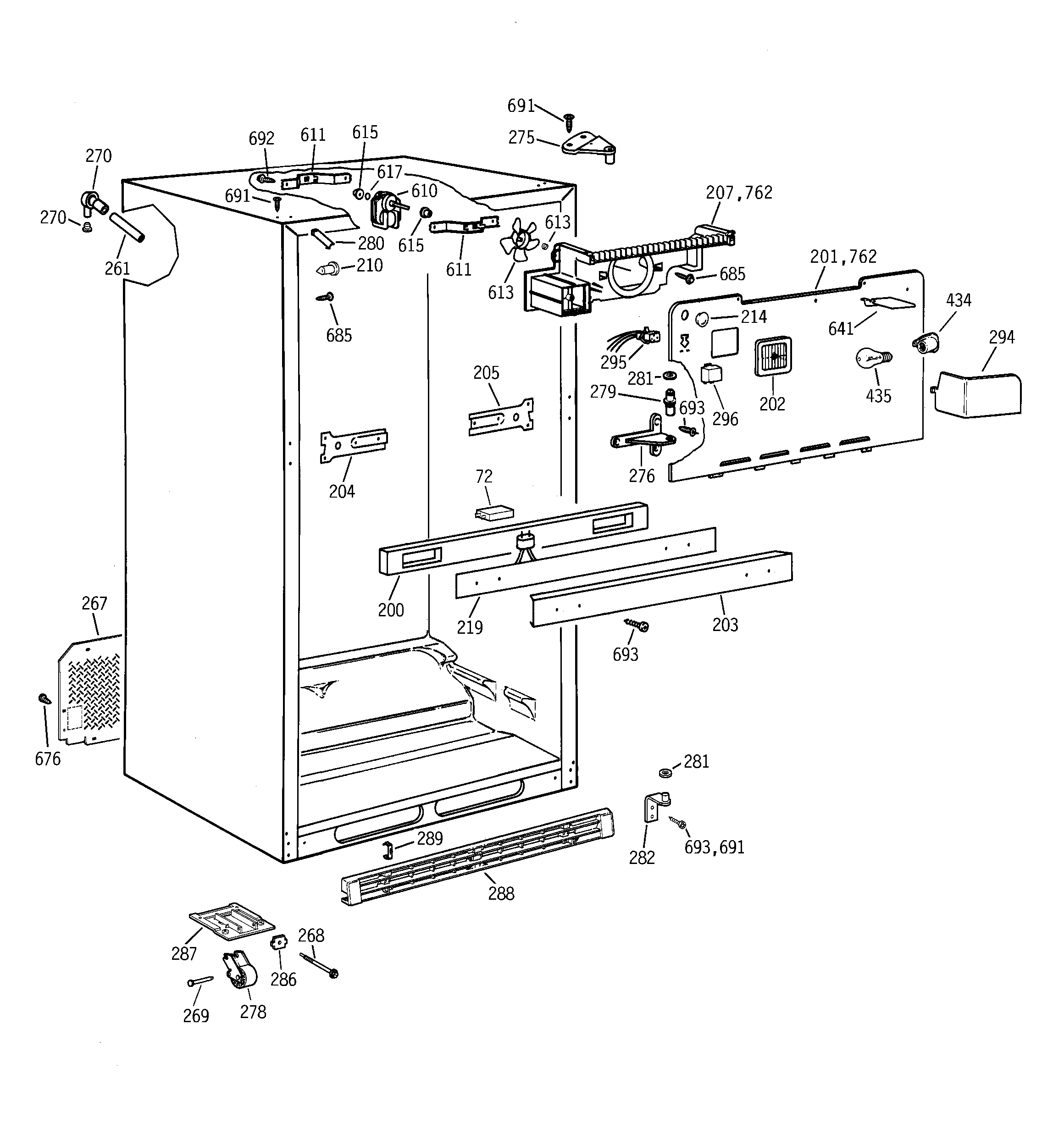 GE TBH19ZABNRAA cabinet diagram