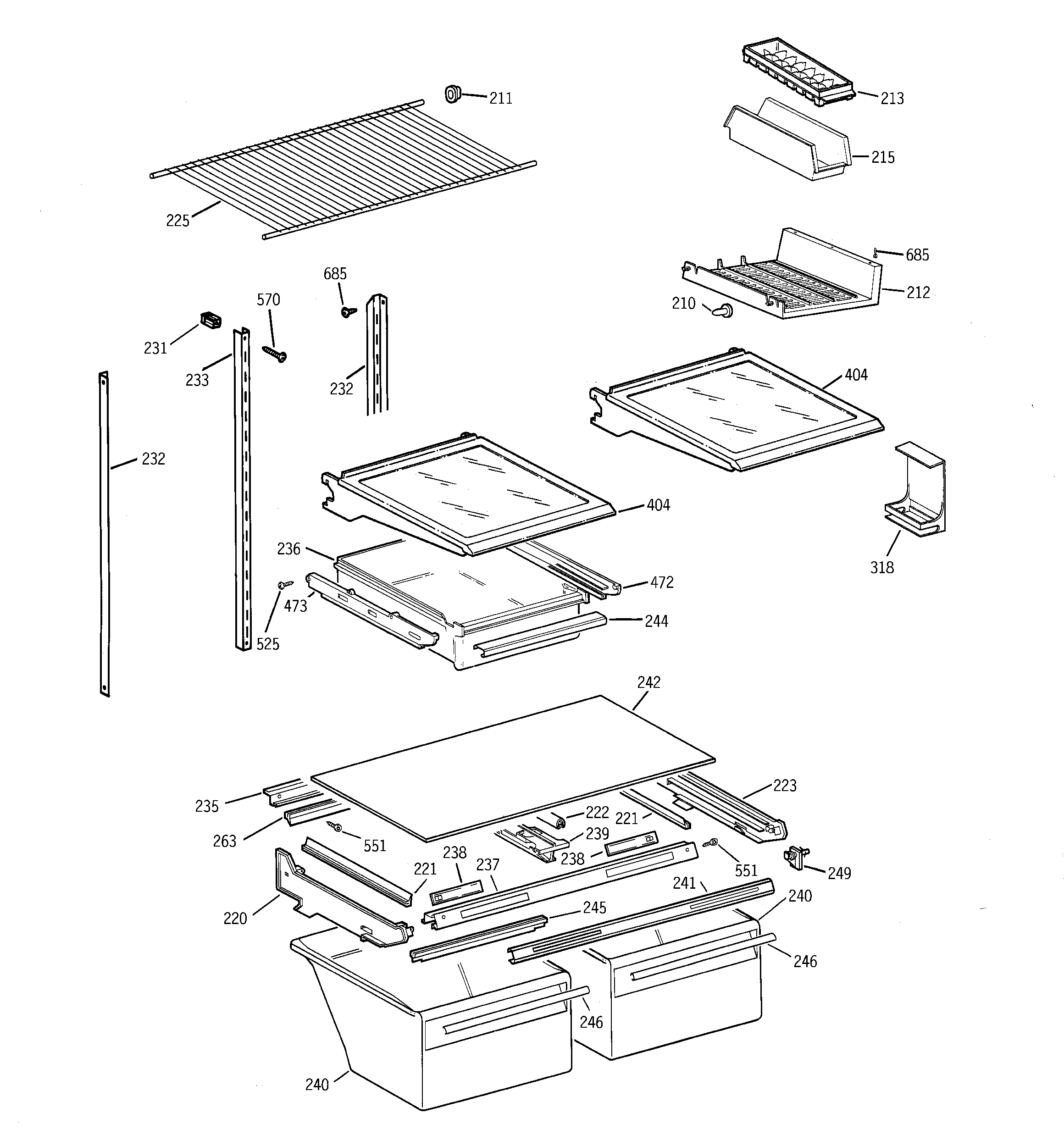 GE TBH19ZABNRAA shelf parts diagram