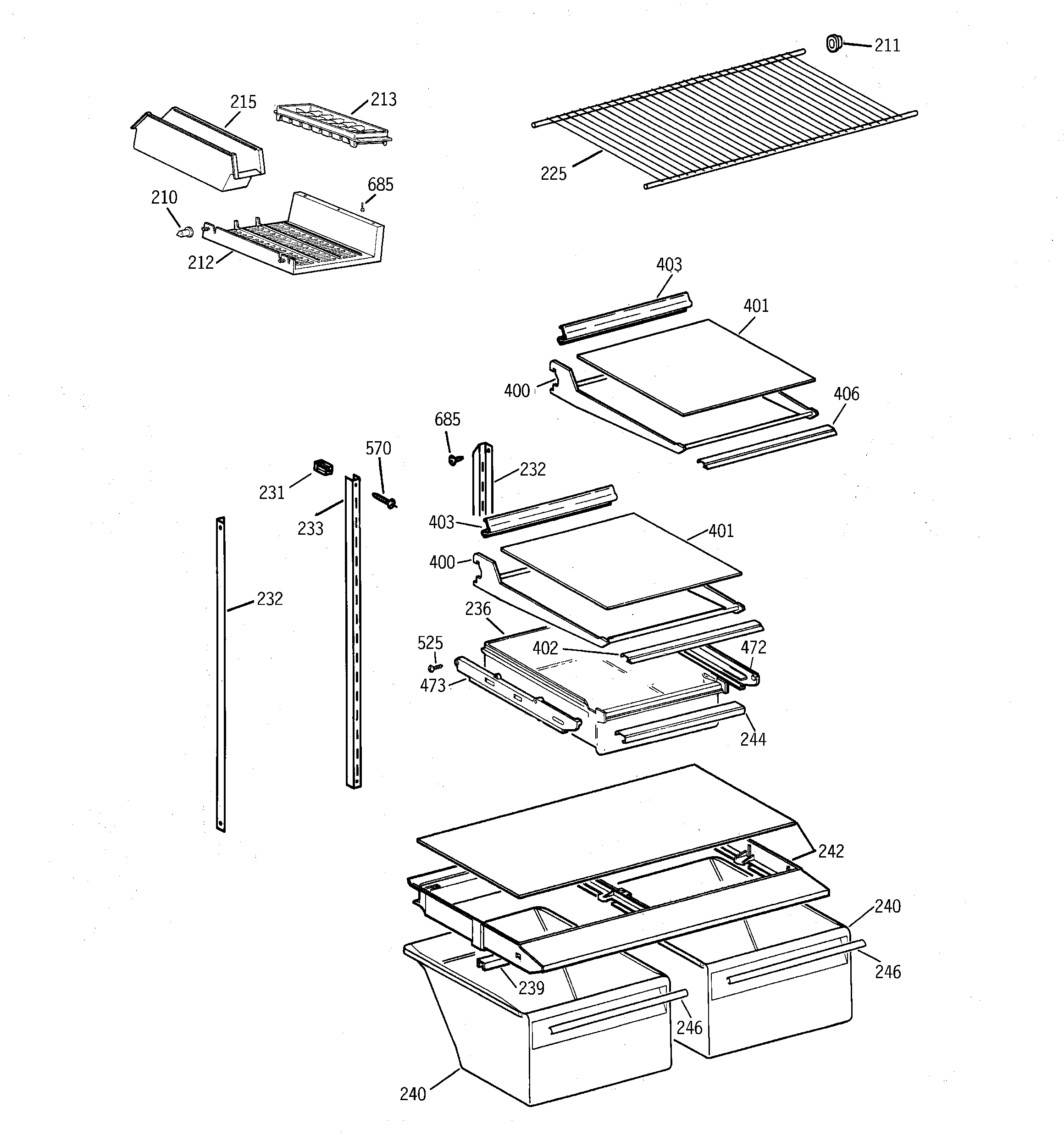 GE TBT18JABNRAA shelf parts diagram
