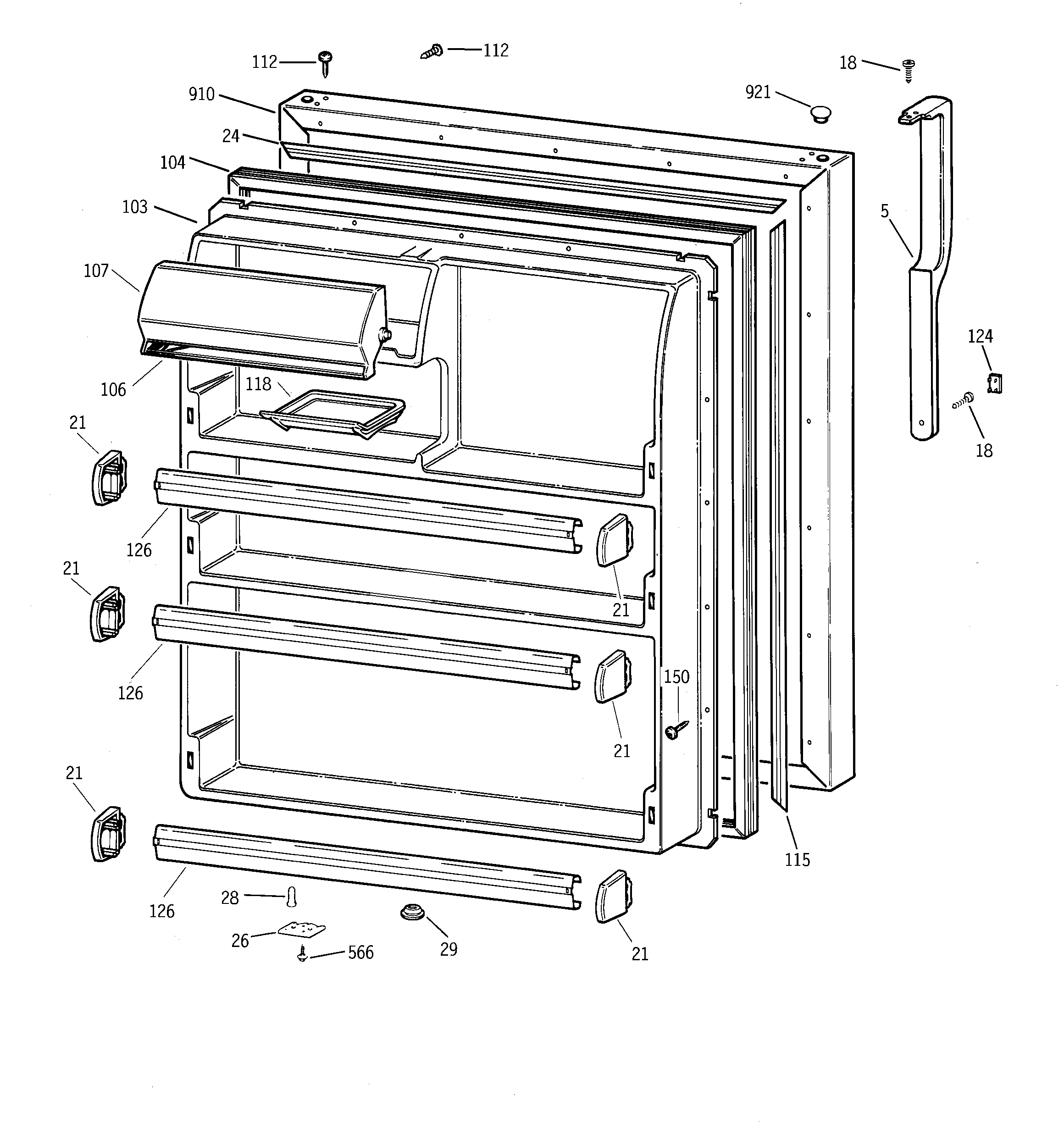 GE TBT21IABNRAA fresh food door diagram