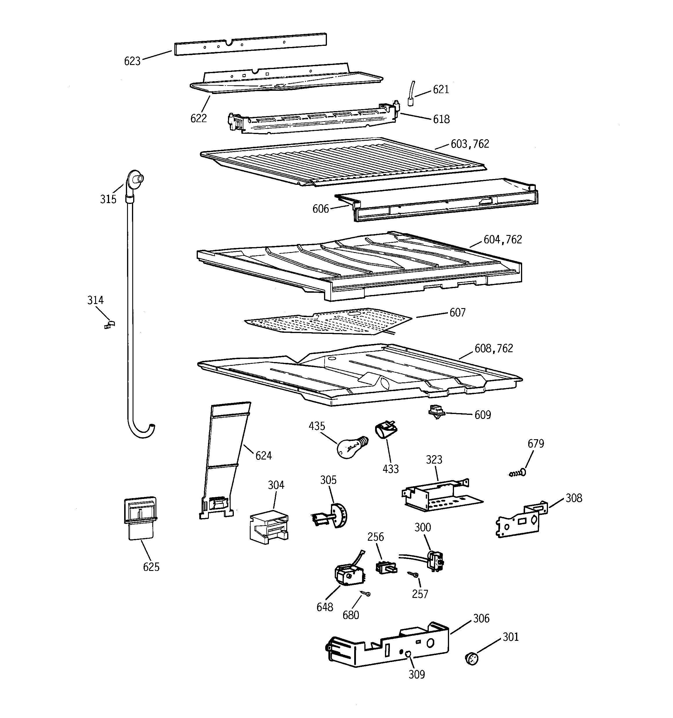 GE TBT21IABNRAA compartment separator parts diagram