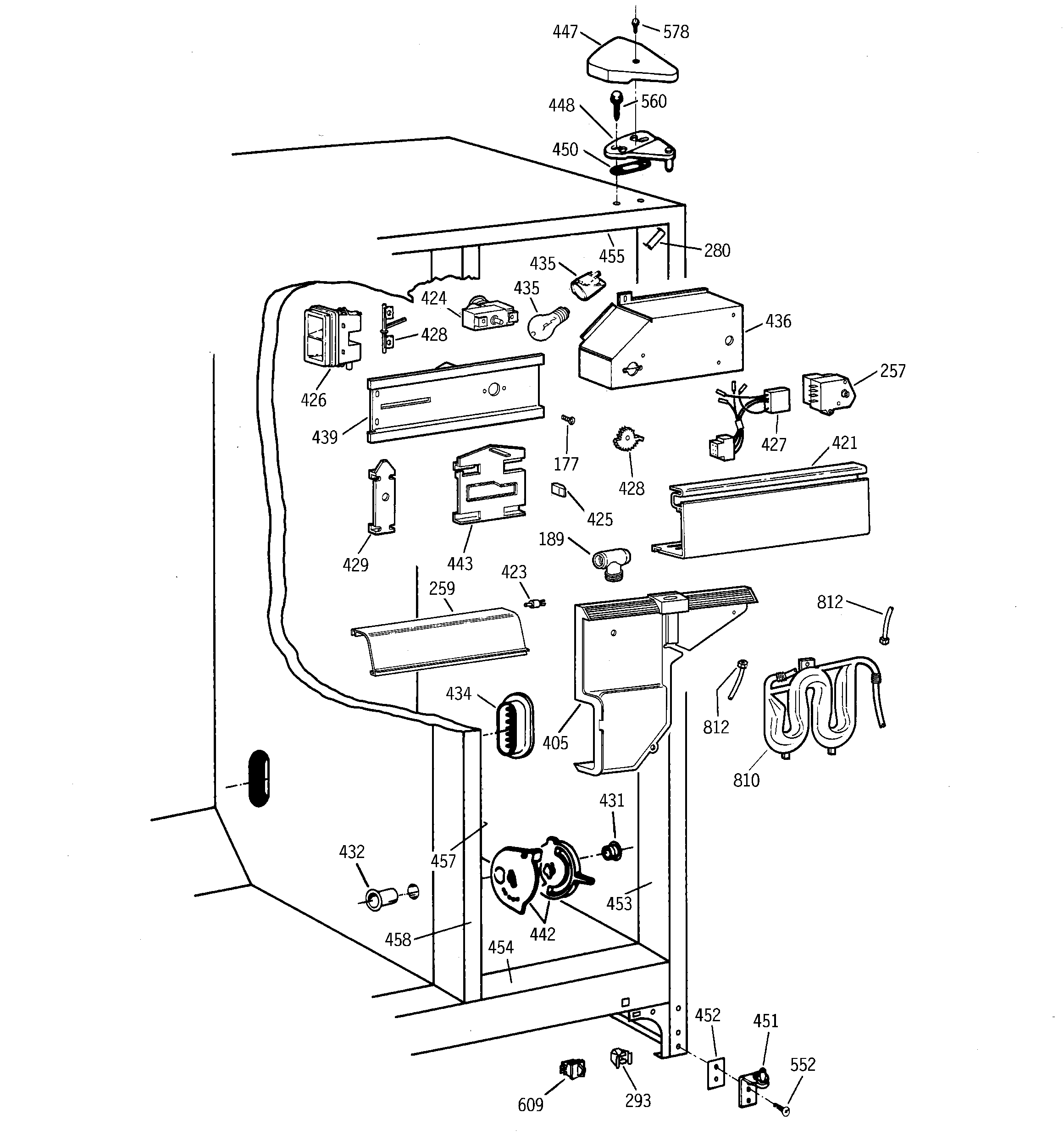 GE TFX22PRBBBB fresh food section diagram