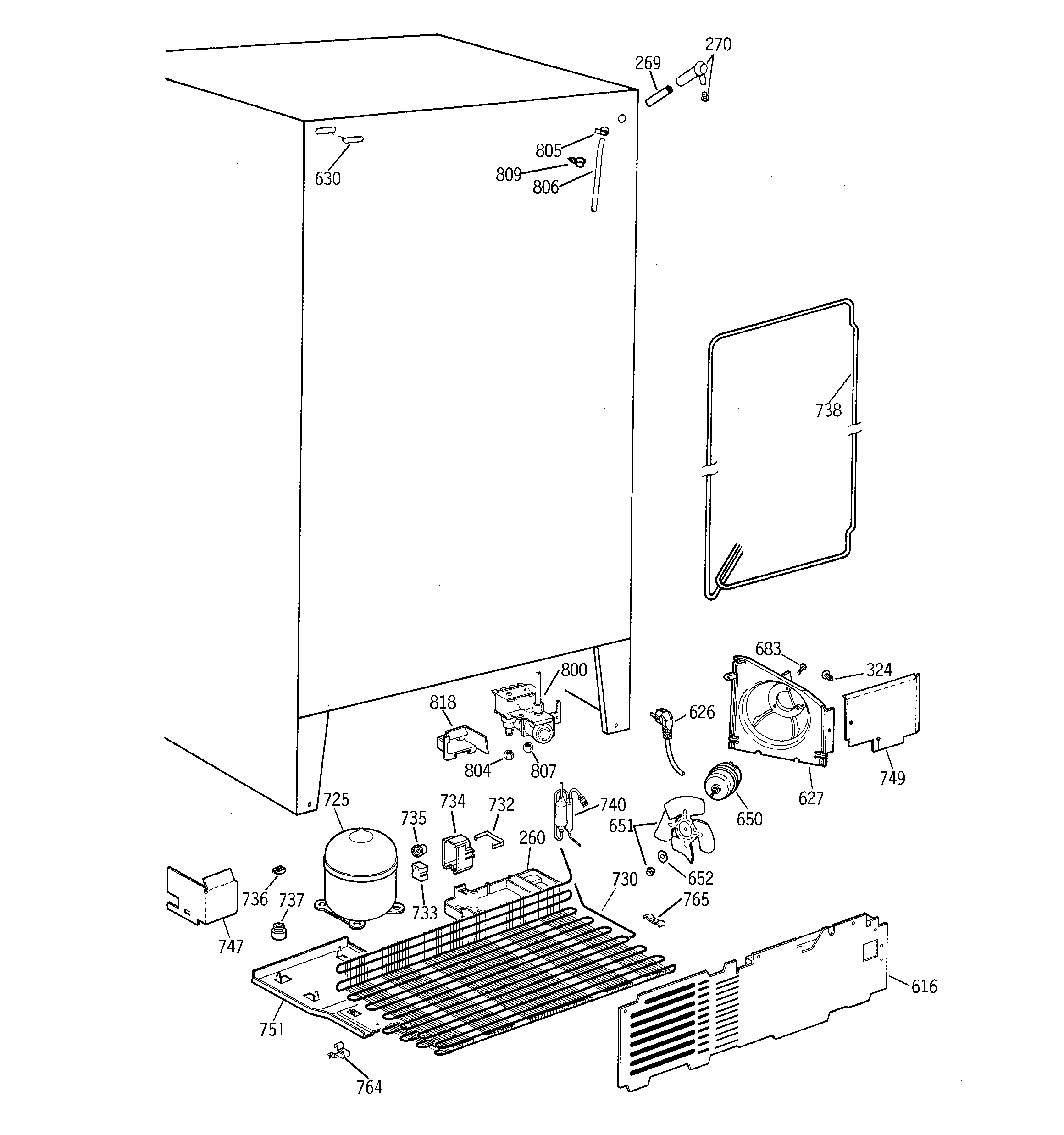 GE TFX25CRBBBB unit parts diagram