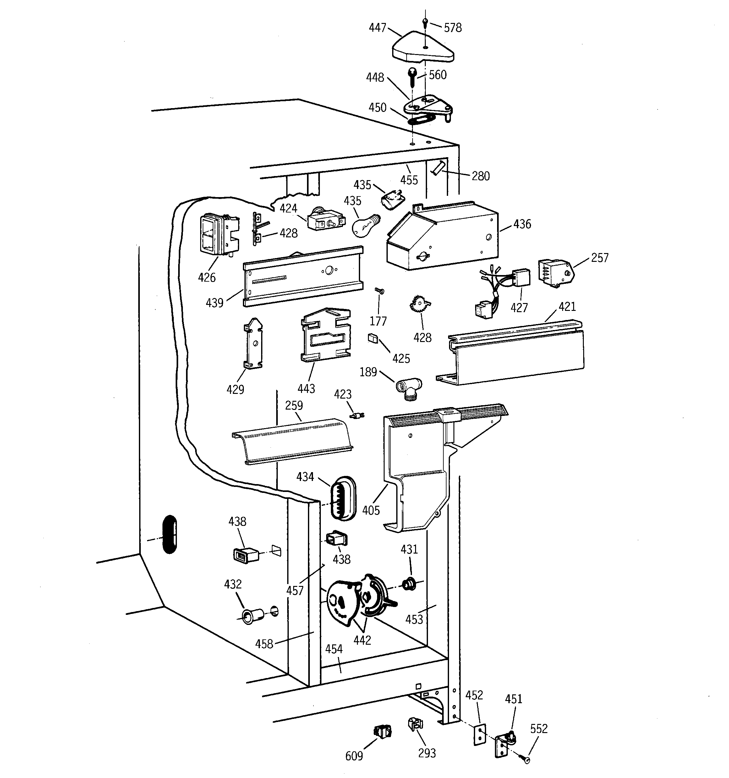 GE TFX25ZABBWW fresh food section diagram