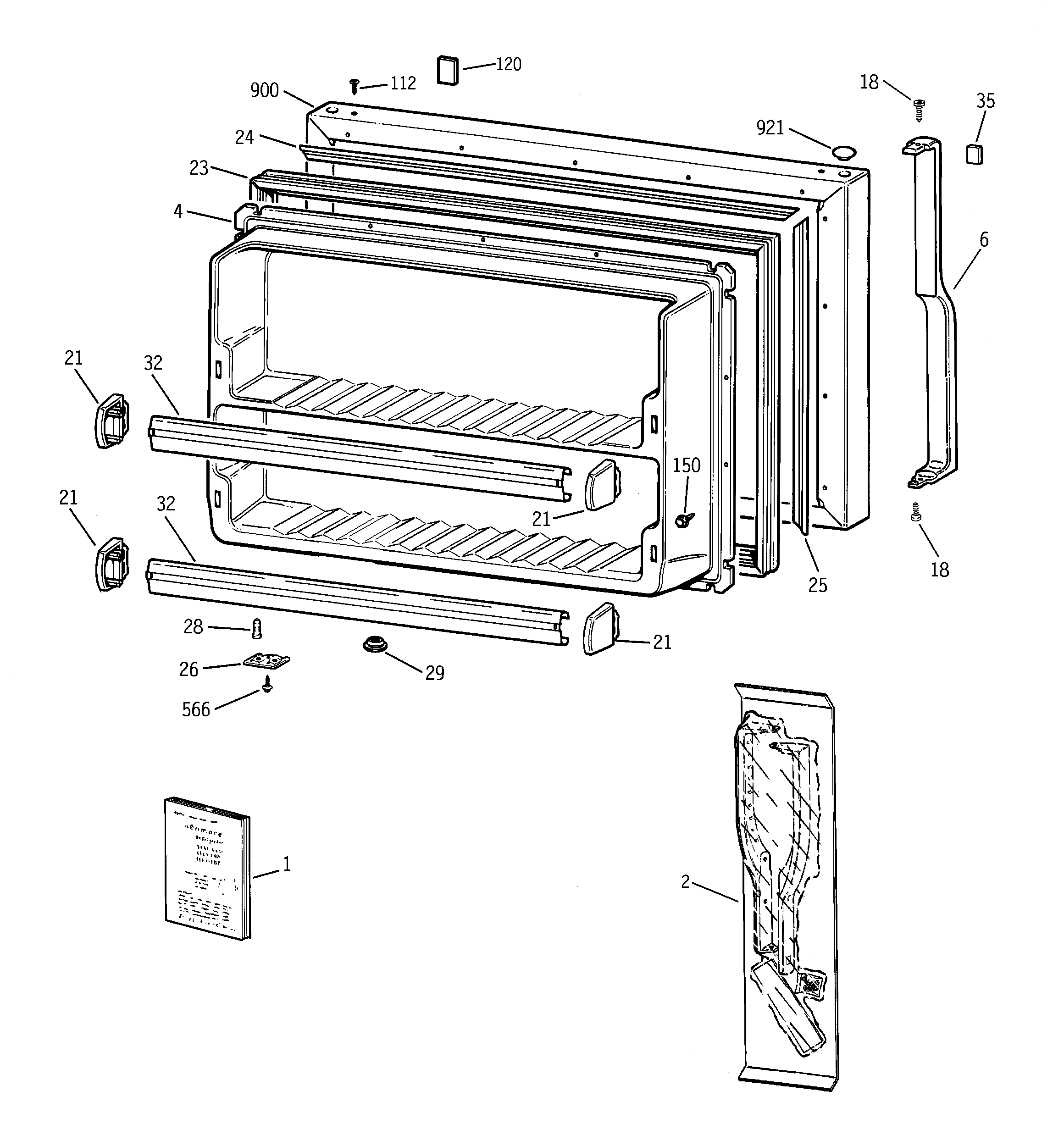 GE TBG18JABPRAA freezer door diagram
