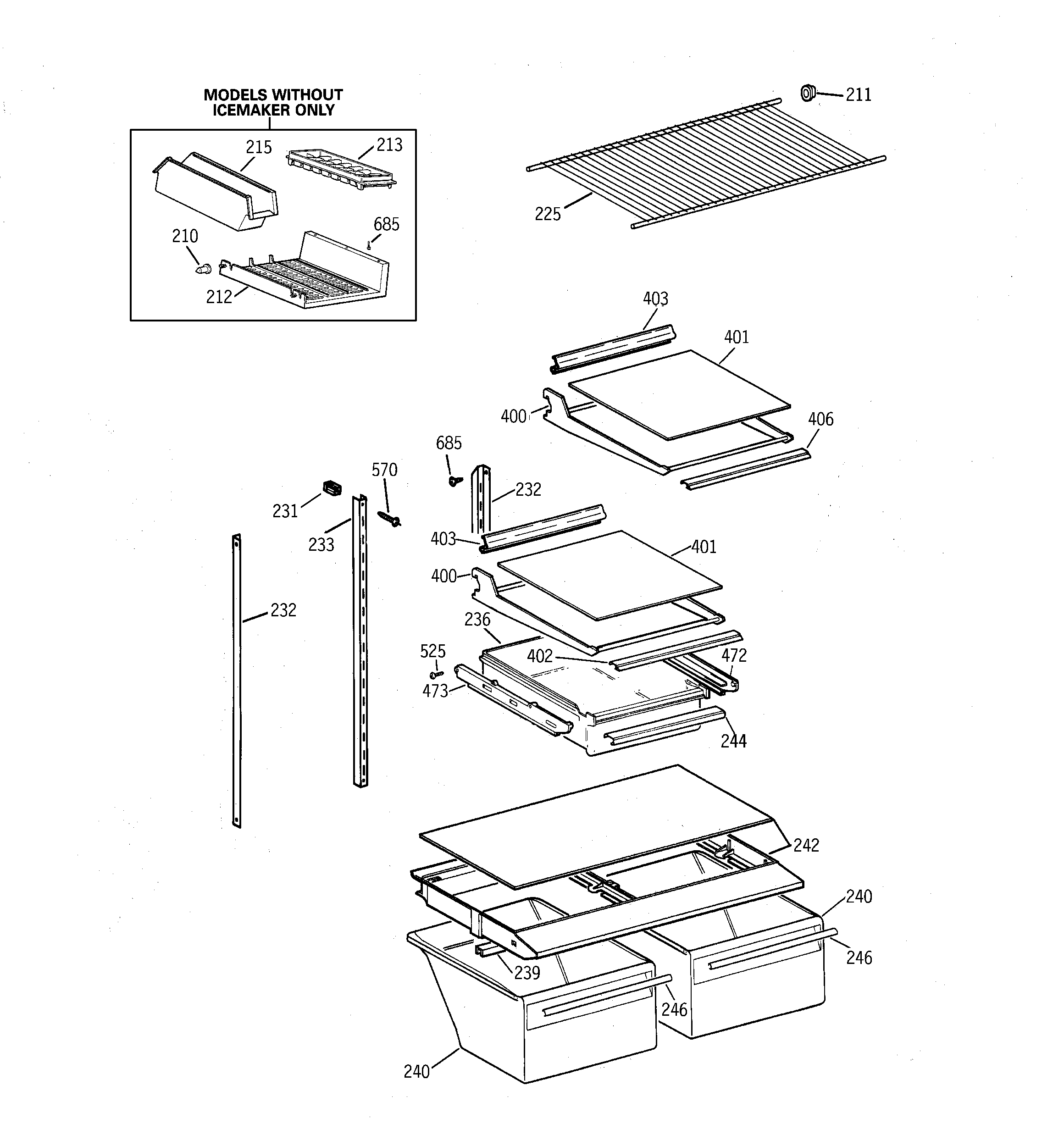 GE TBG18JABPRAA shelf parts diagram