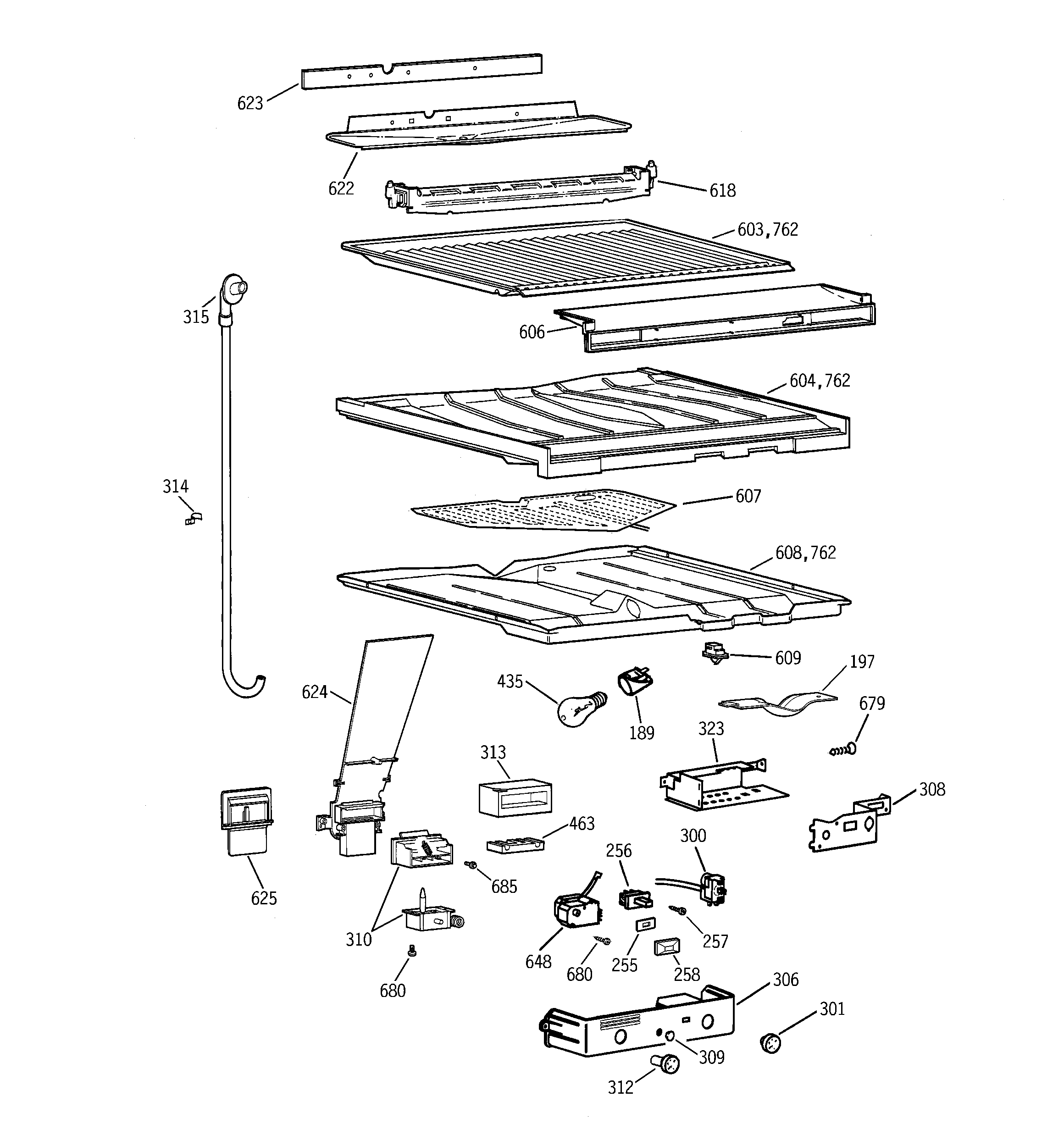 GE TBG18JABPRAA compartment separator parts diagram
