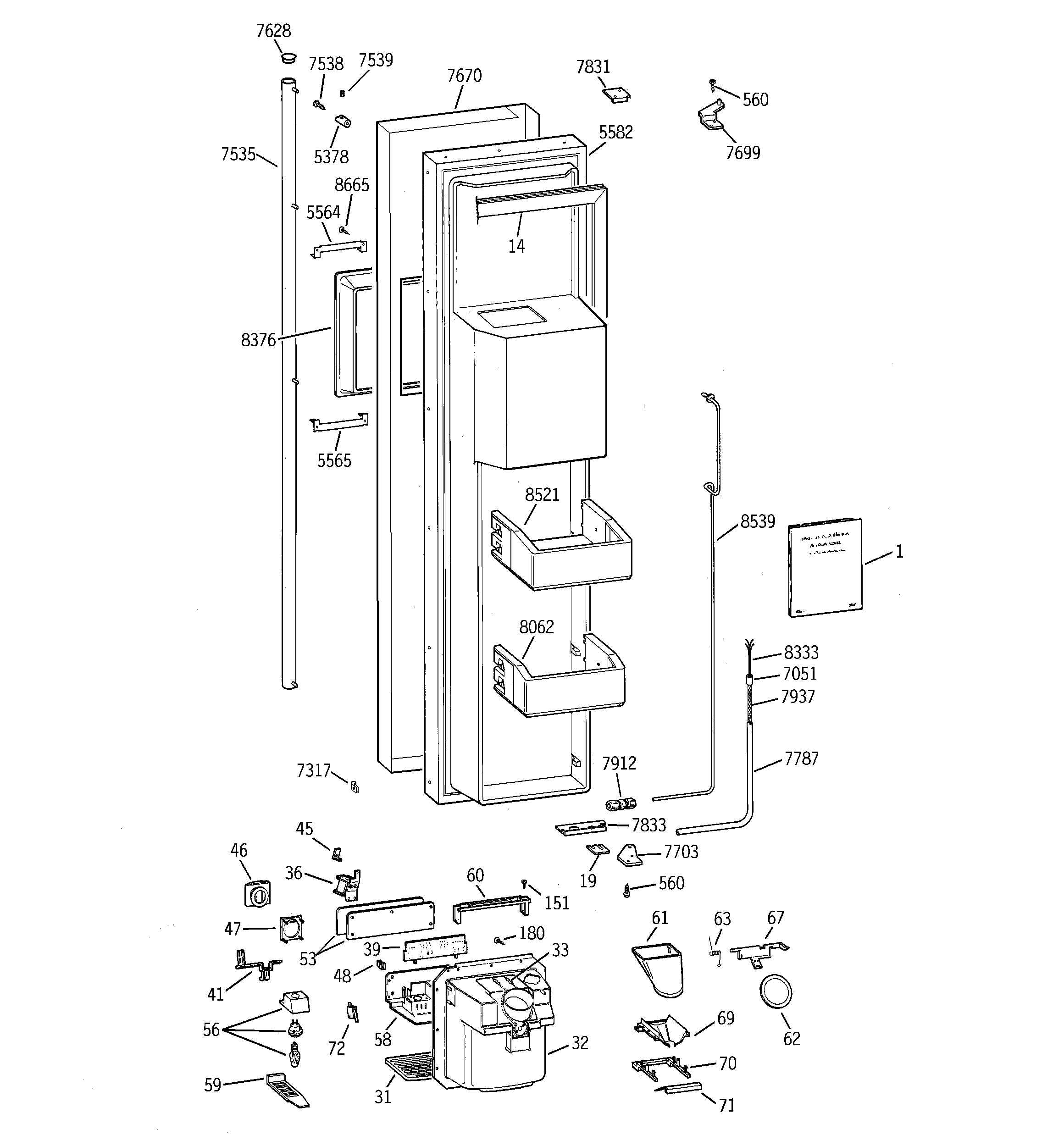 GE ZISS48DAASS freezer door diagram