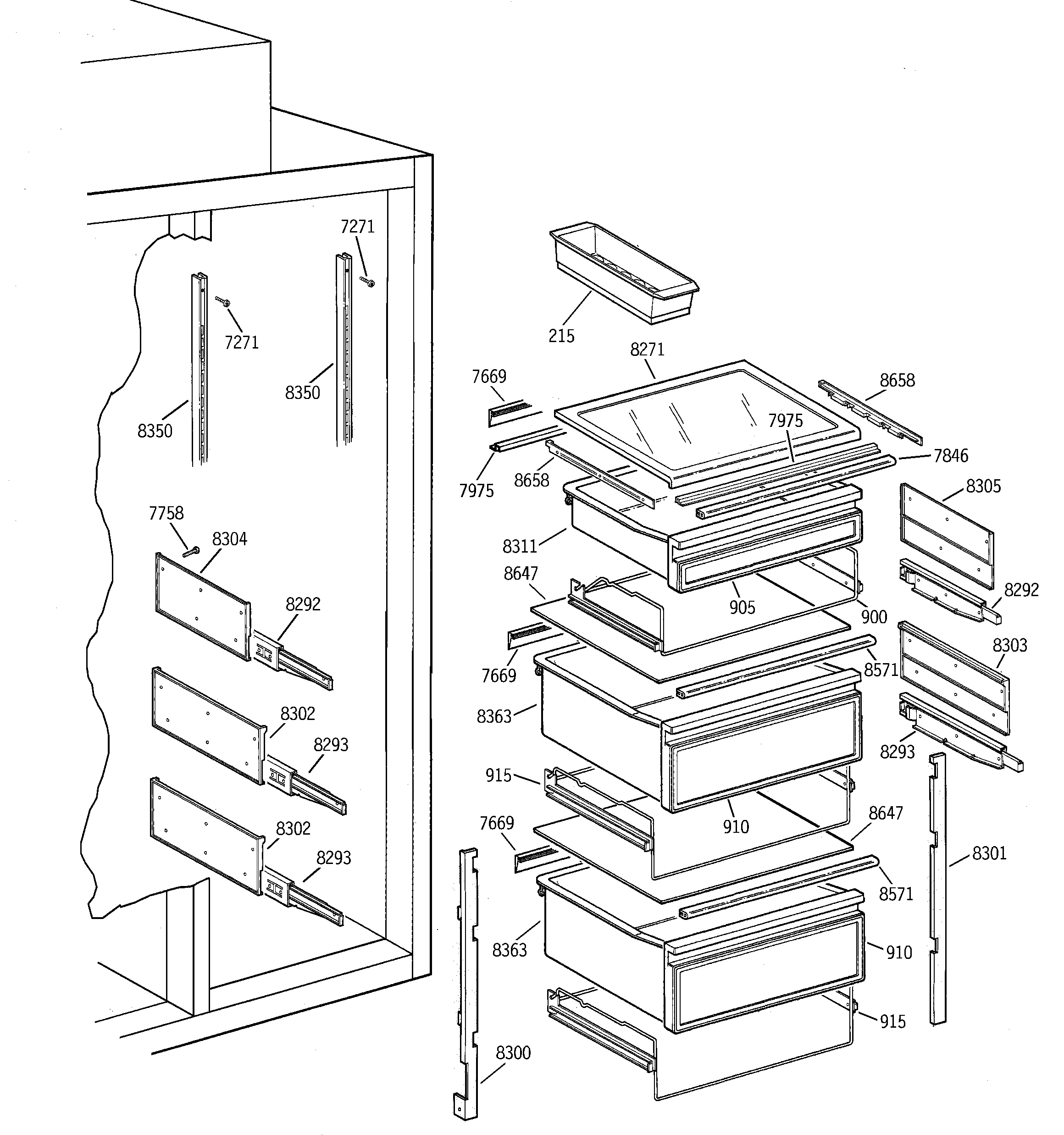 GE ZISS48NAASS fresh food section diagram