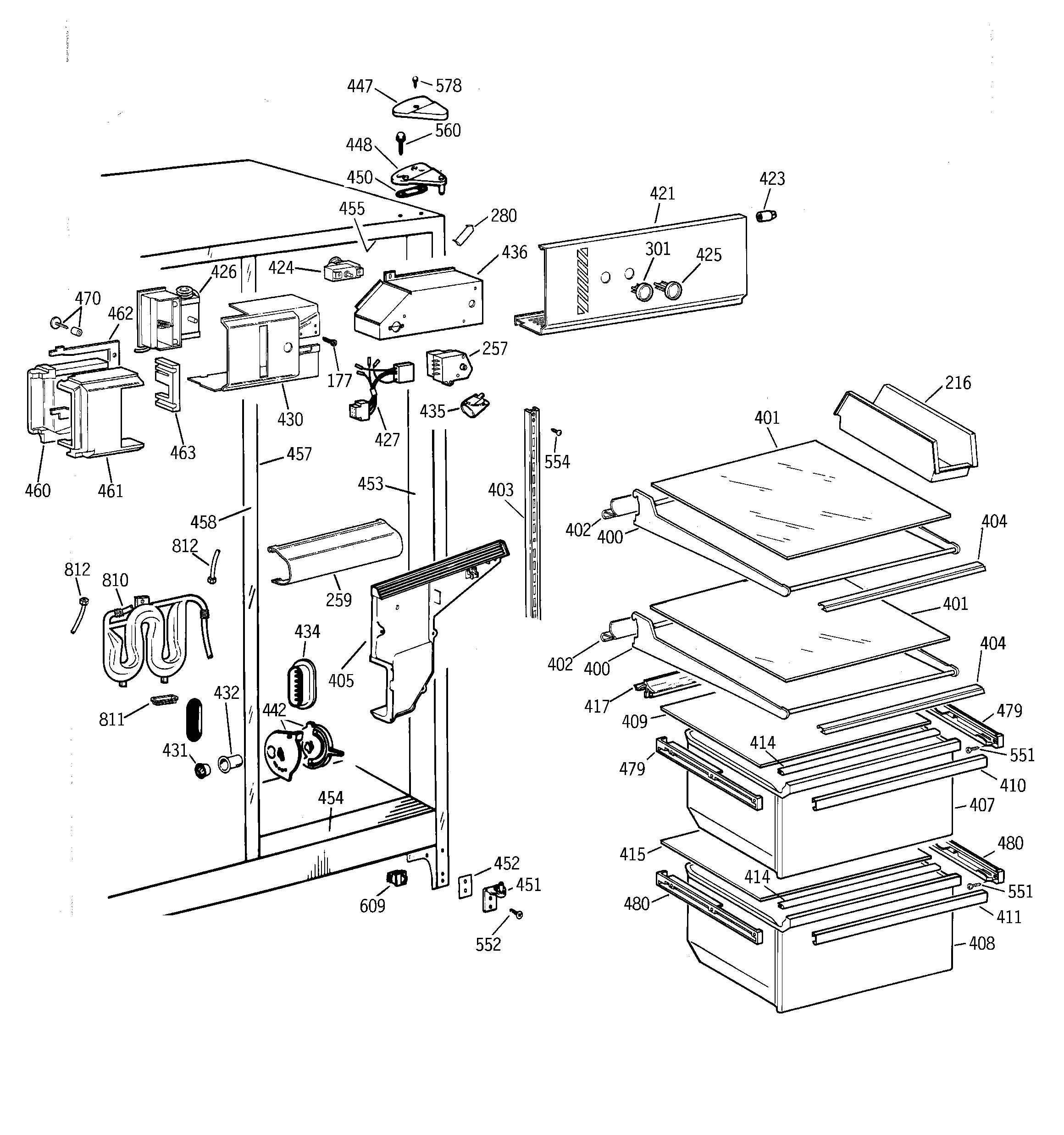 GE TFG20JRBBWH fresh food section diagram