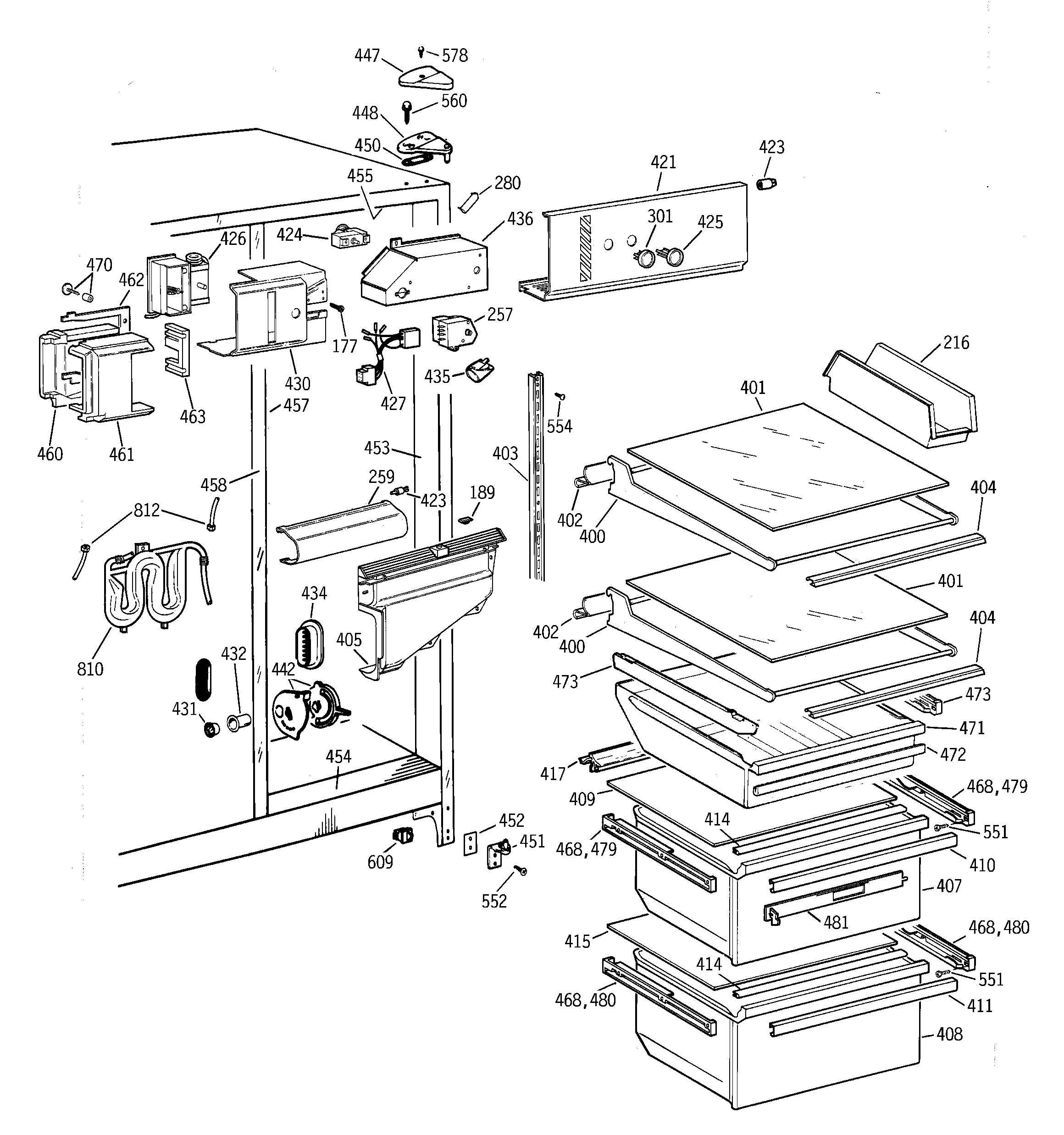GE TFG22JRBBWH fresh food section diagram