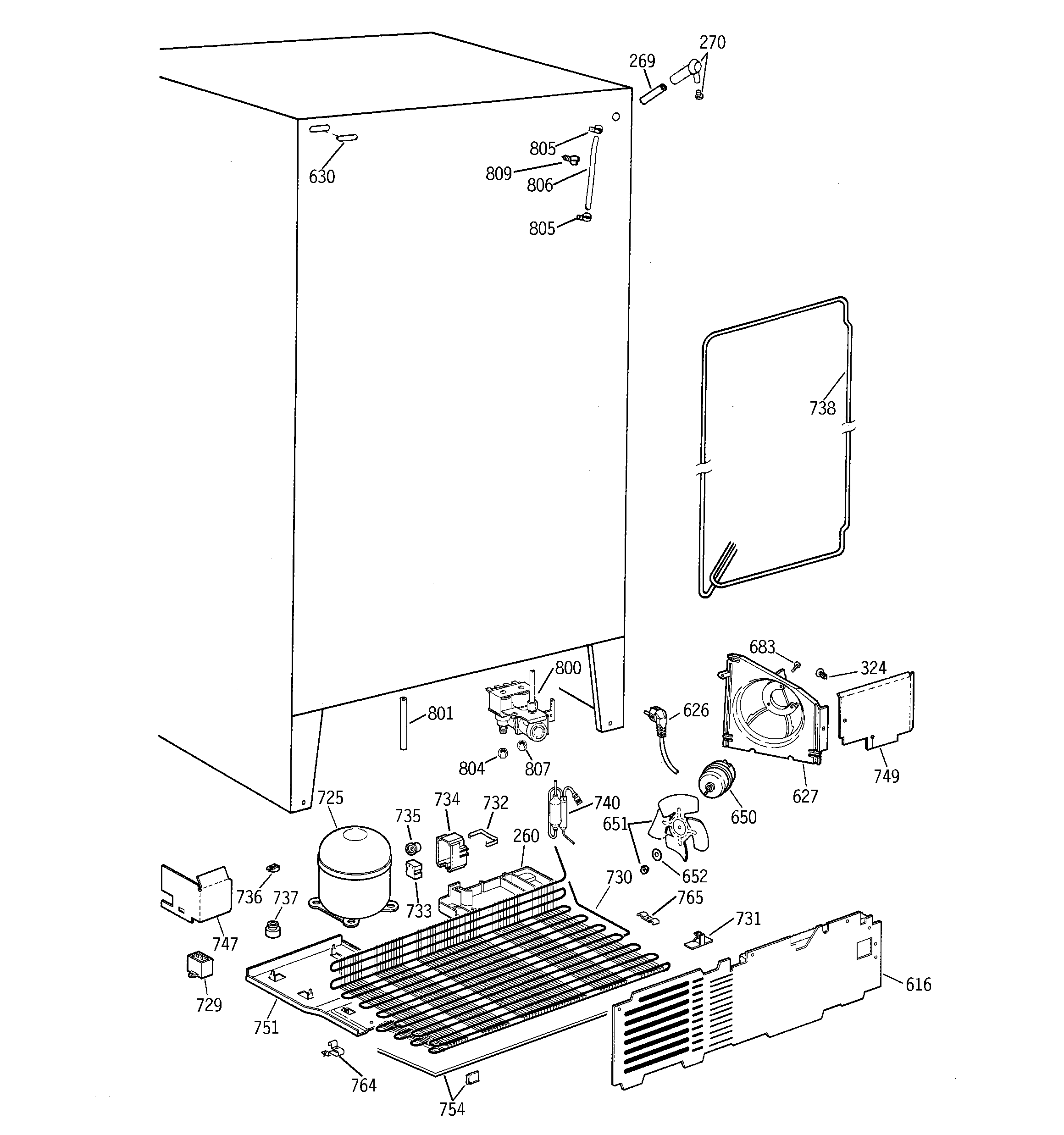 GE TFG25PRBBBB unit parts diagram