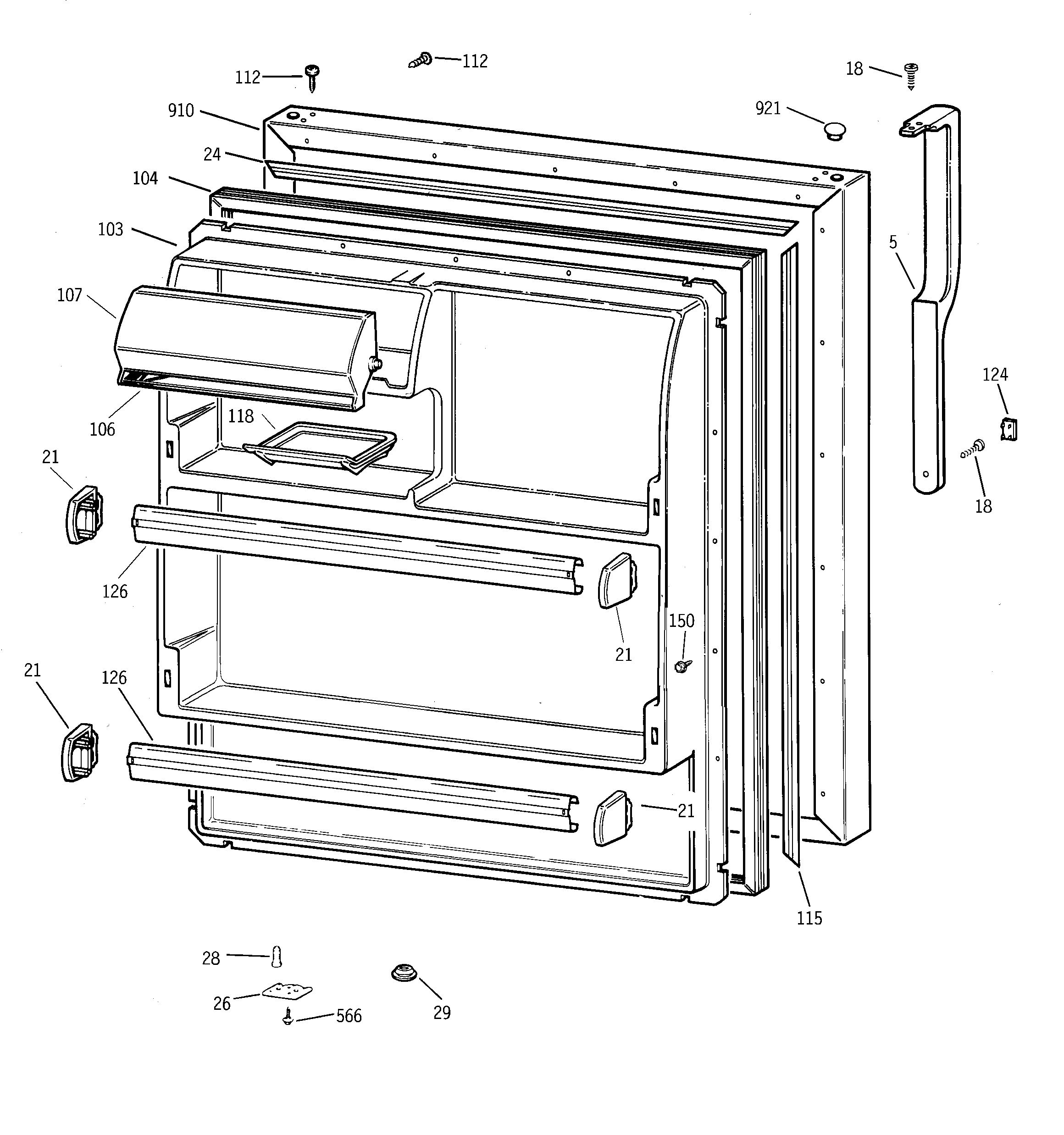 GE TBG18IABPRAA fresh food door diagram