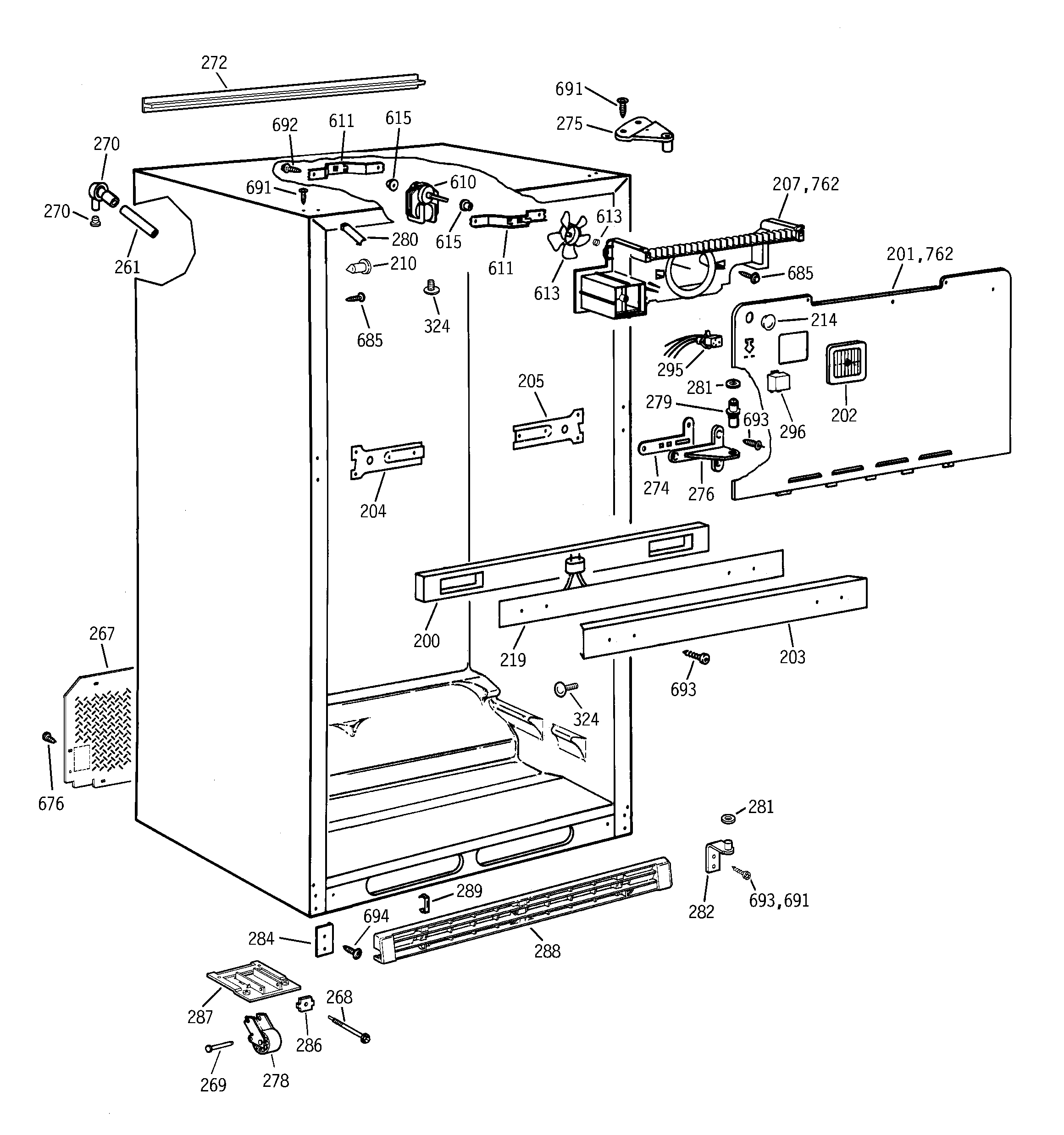 GE TBG18IABPRAA cabinet parts diagram