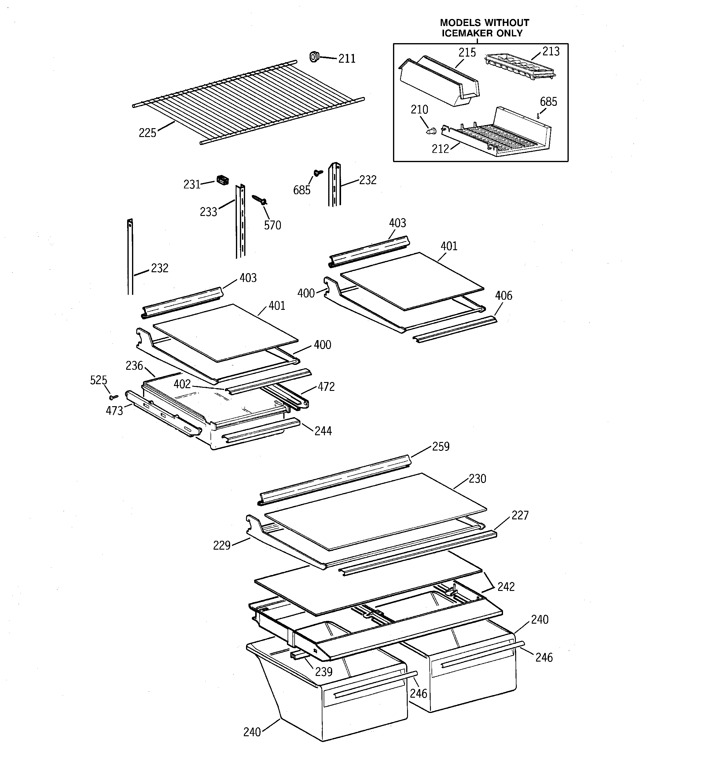 GE TBG18IABPRAA shelf parts diagram
