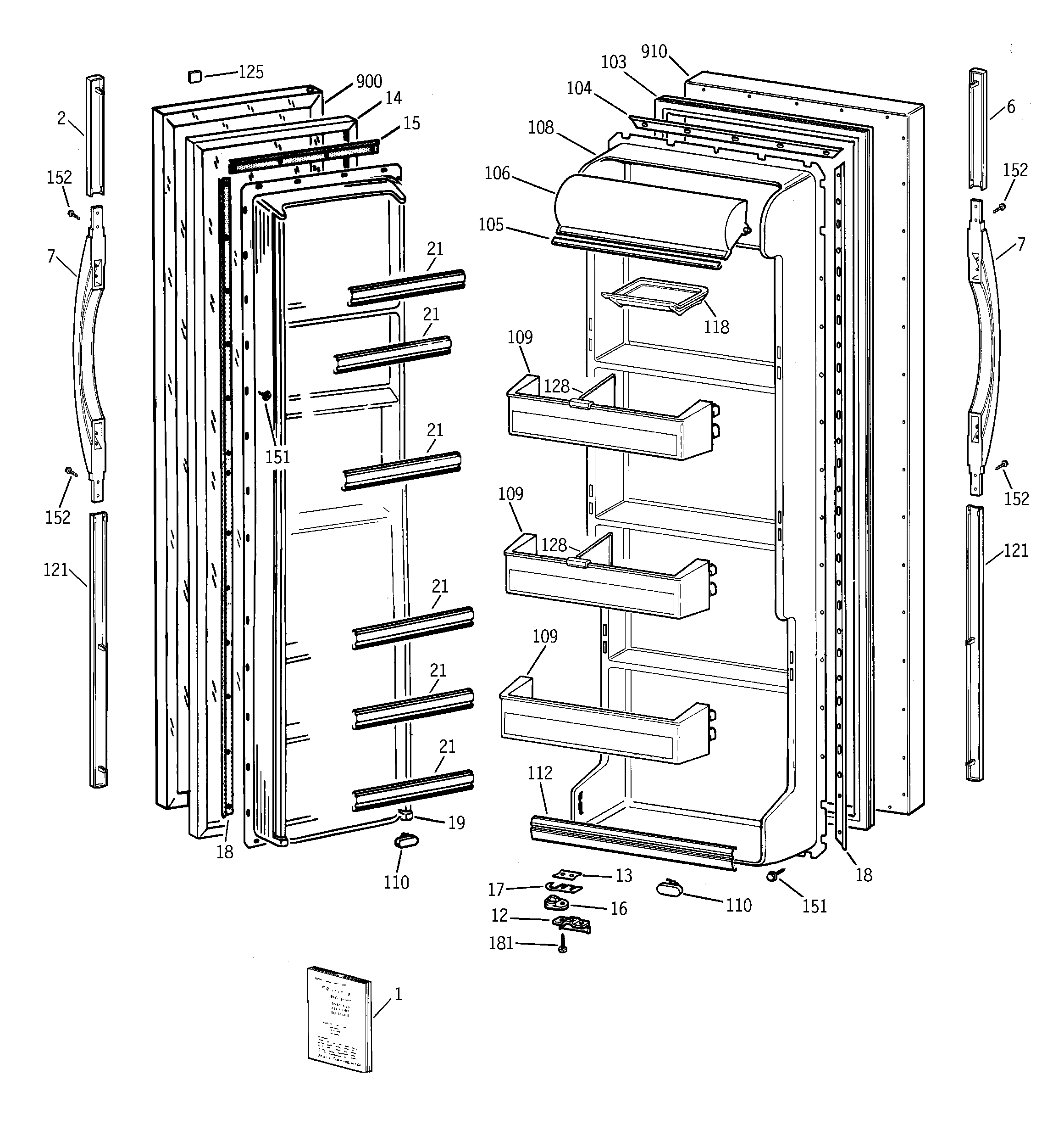 GE TFJ20JABBAA doors diagram