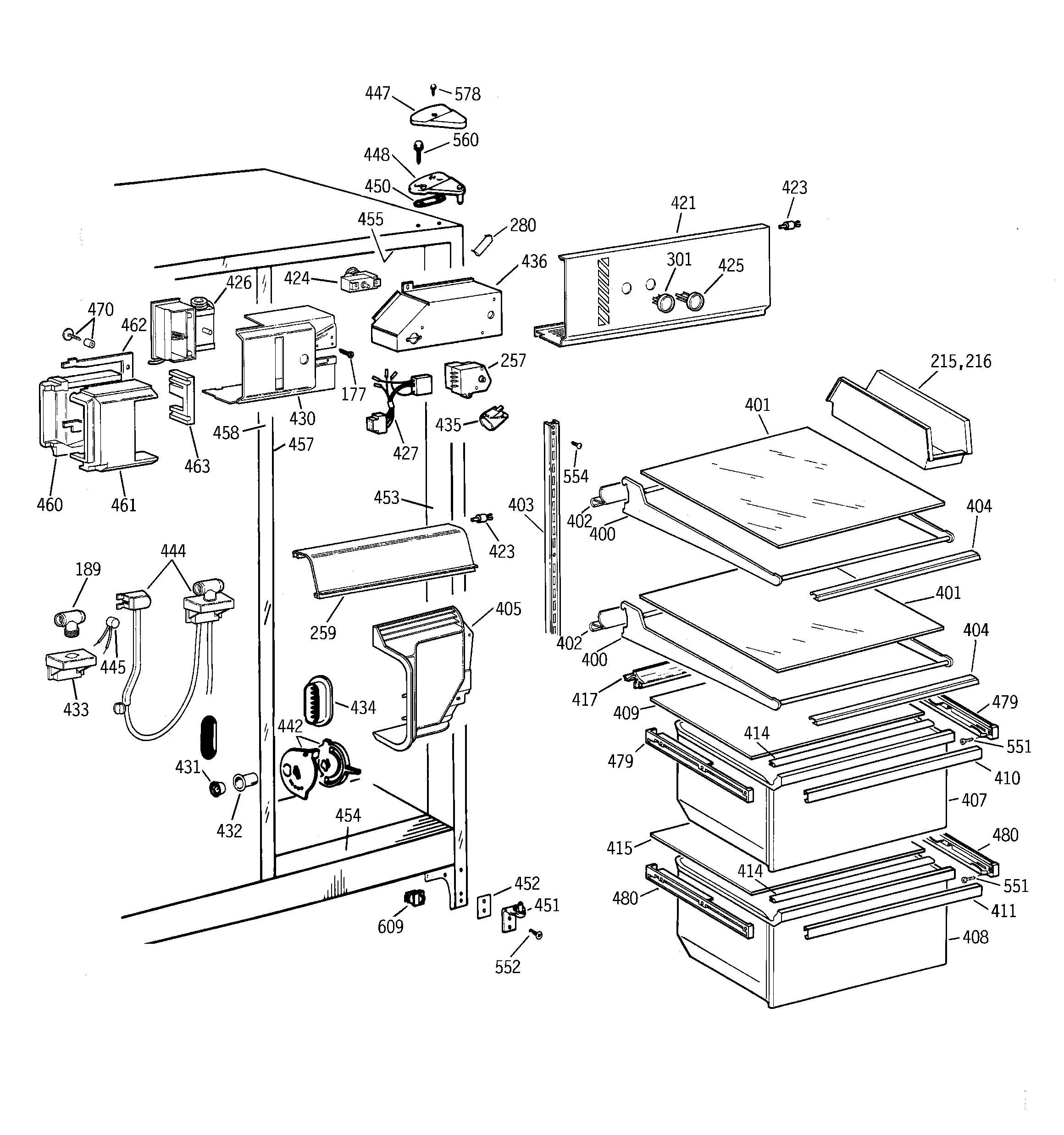GE TFJ20JABBAA fresh food section diagram