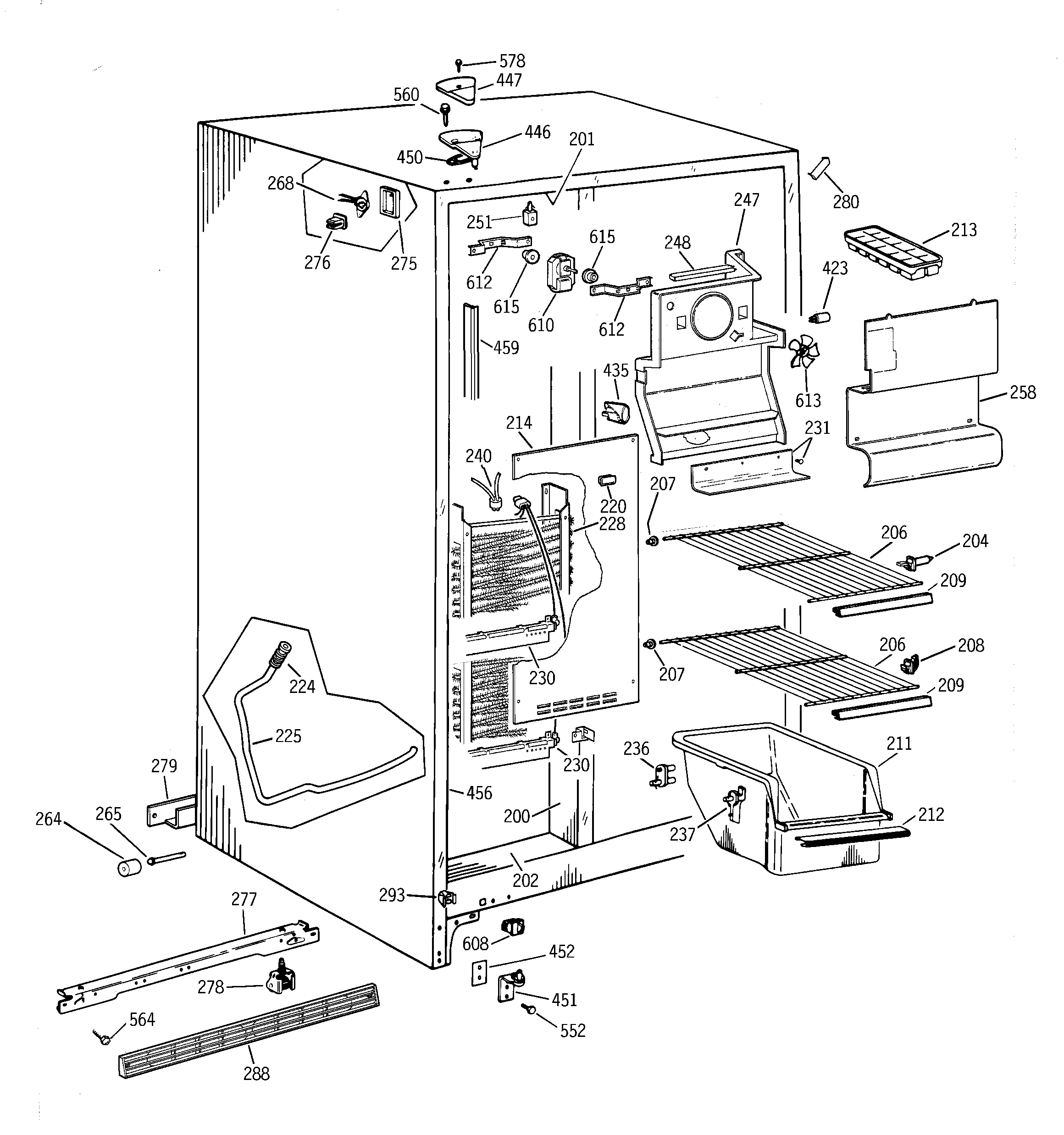 GE TFJ22JABBWW freezer section diagram