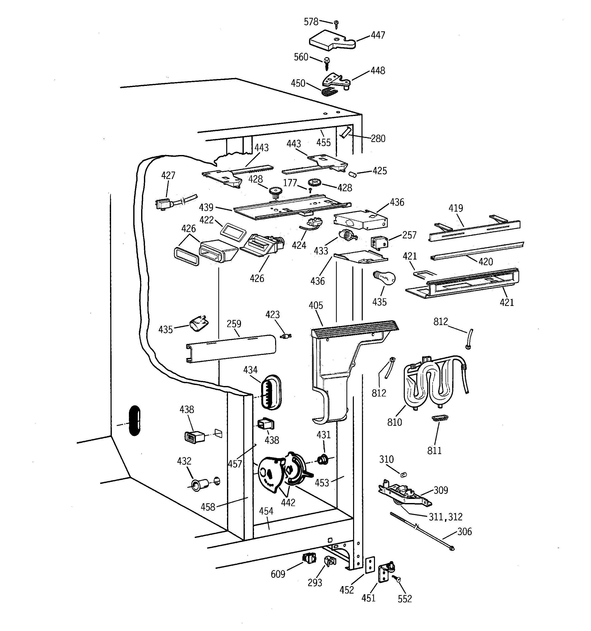 GE TPX21BRBBWW fresh food section diagram