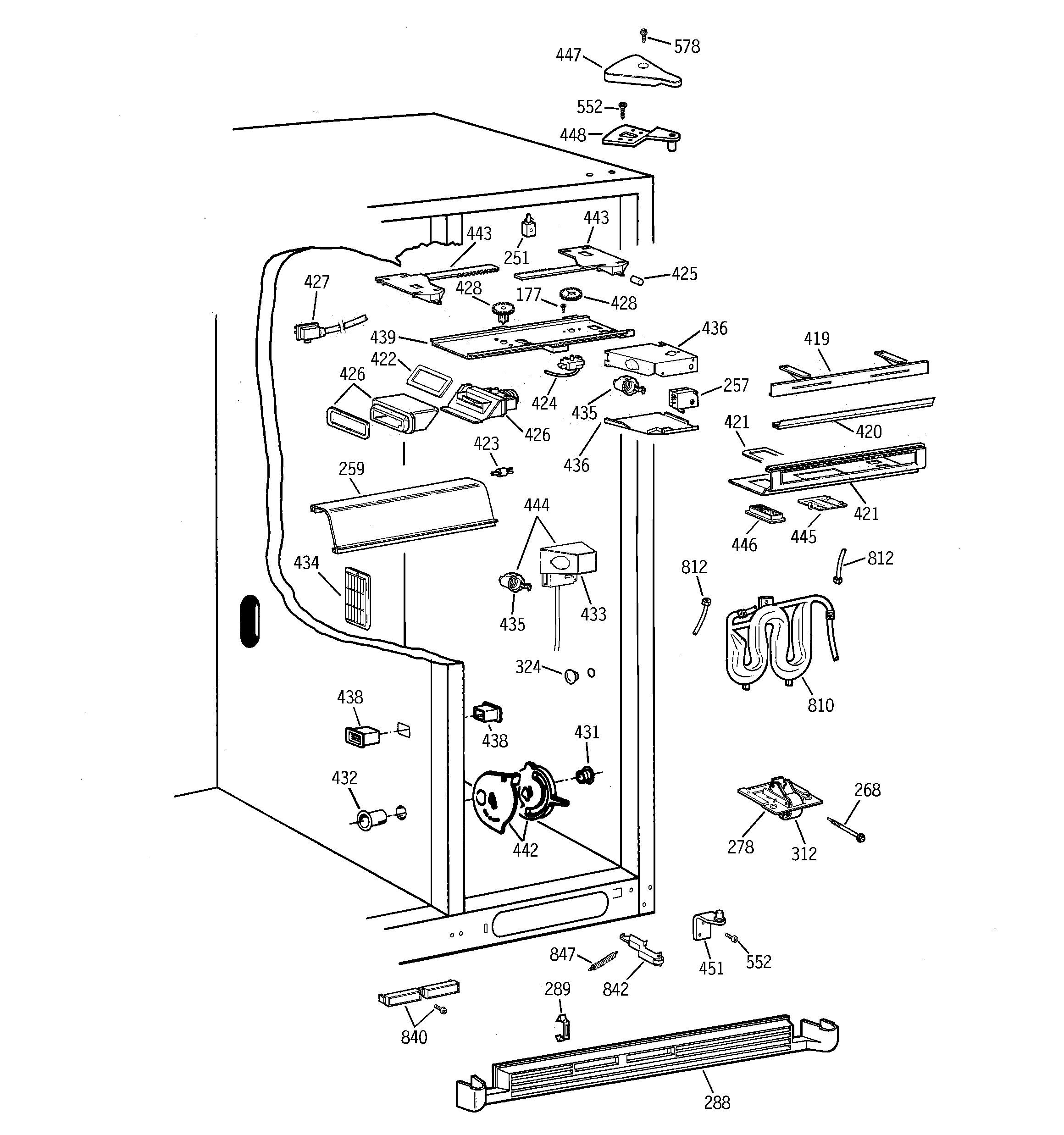 GE TFG30PFBBWW fresh food section diagram