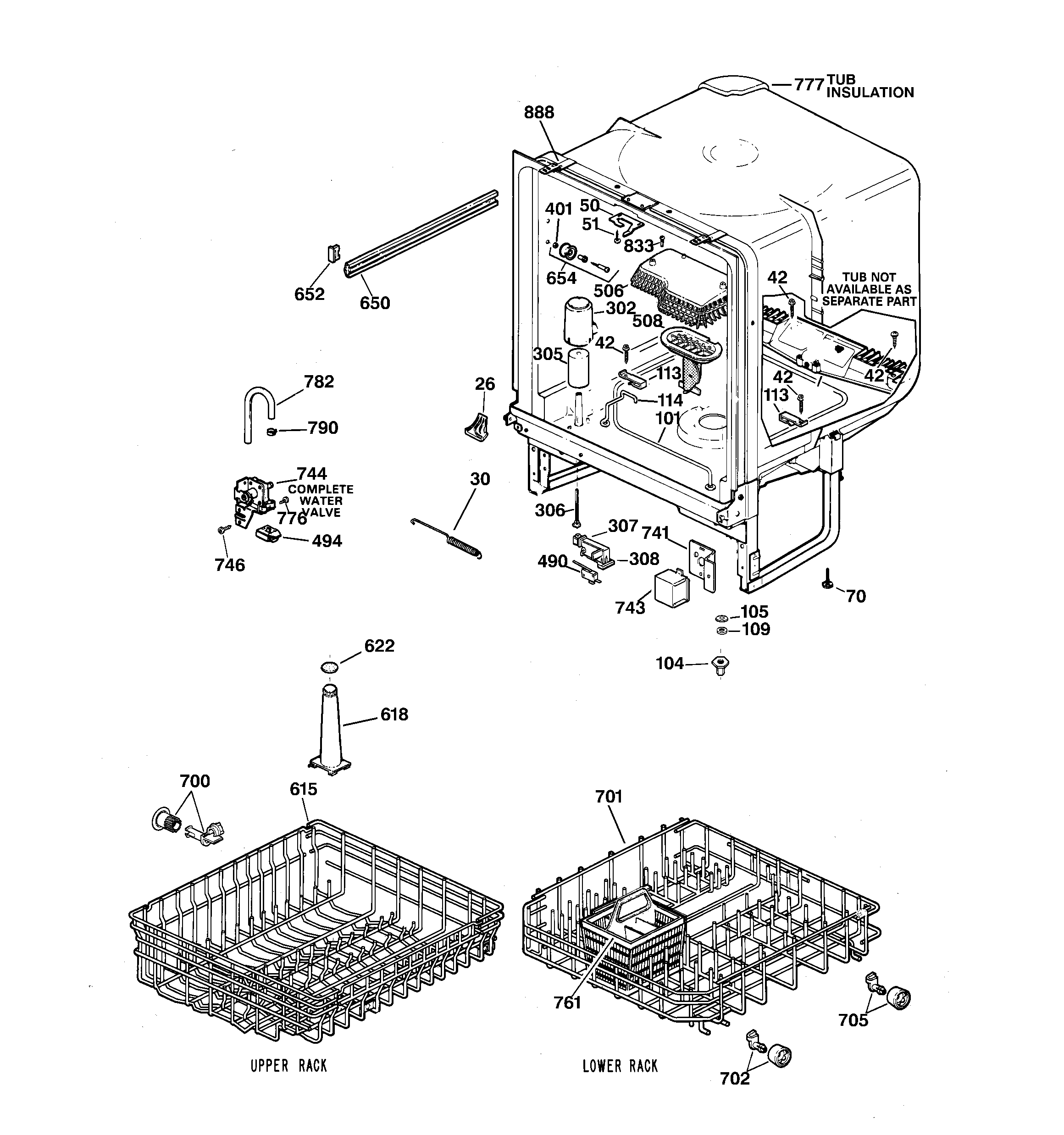 GE GSD3130C02WW body parts diagram