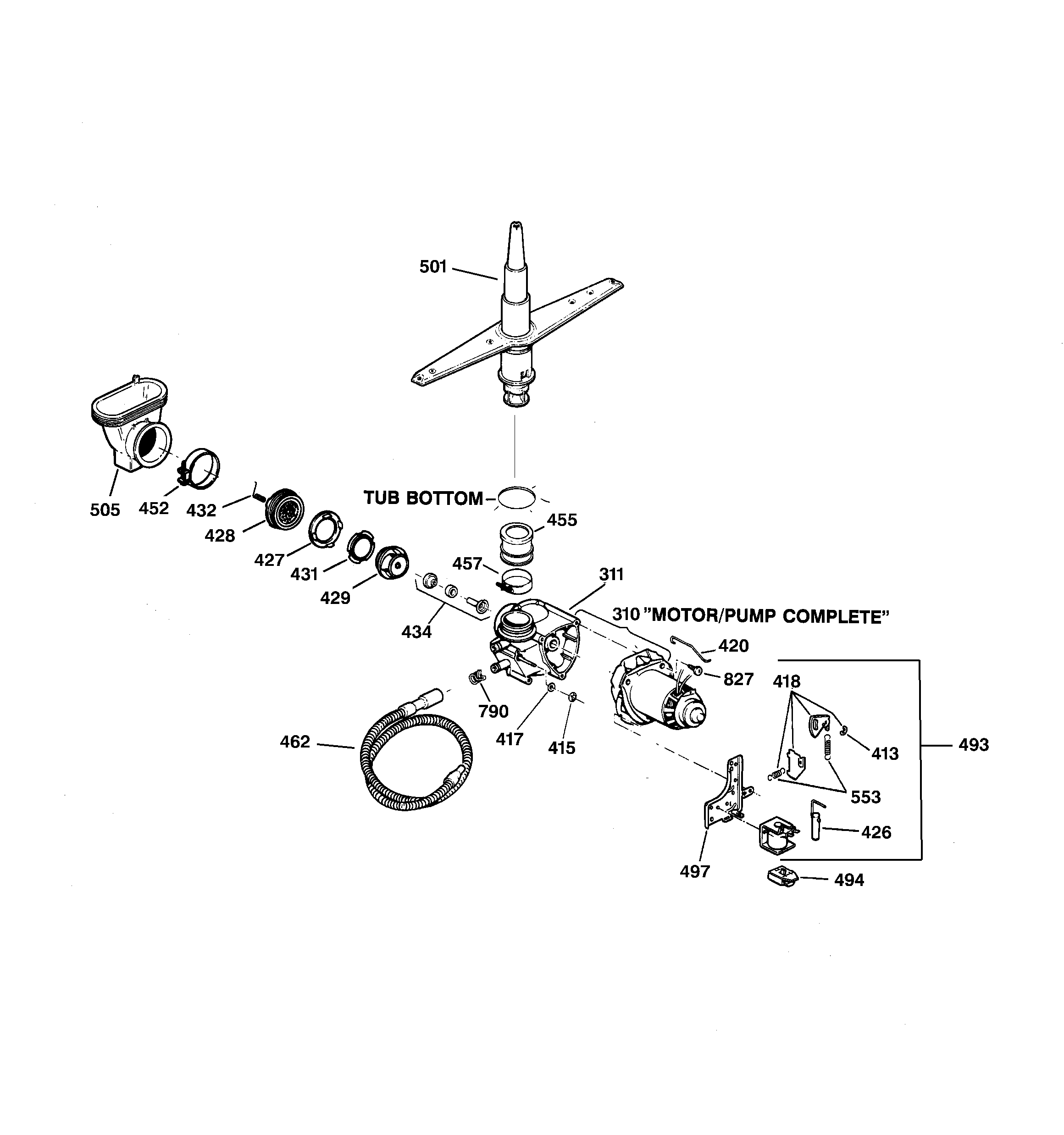 GE GSD3130C02WW motor-pump mechanism diagram