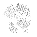 GE JGBP85WEA2WW control panel & cooktop diagram