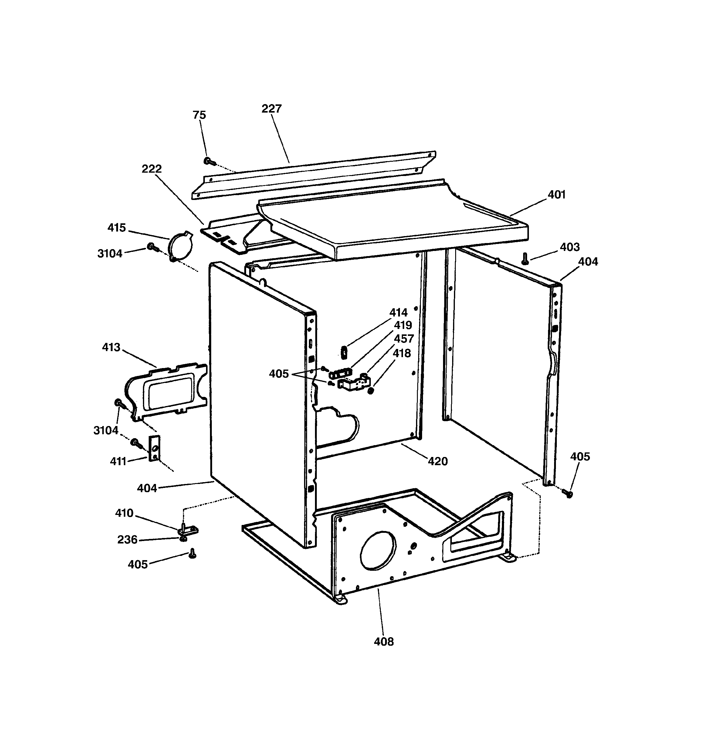 GE DJXR473EV0AA cabinet diagram