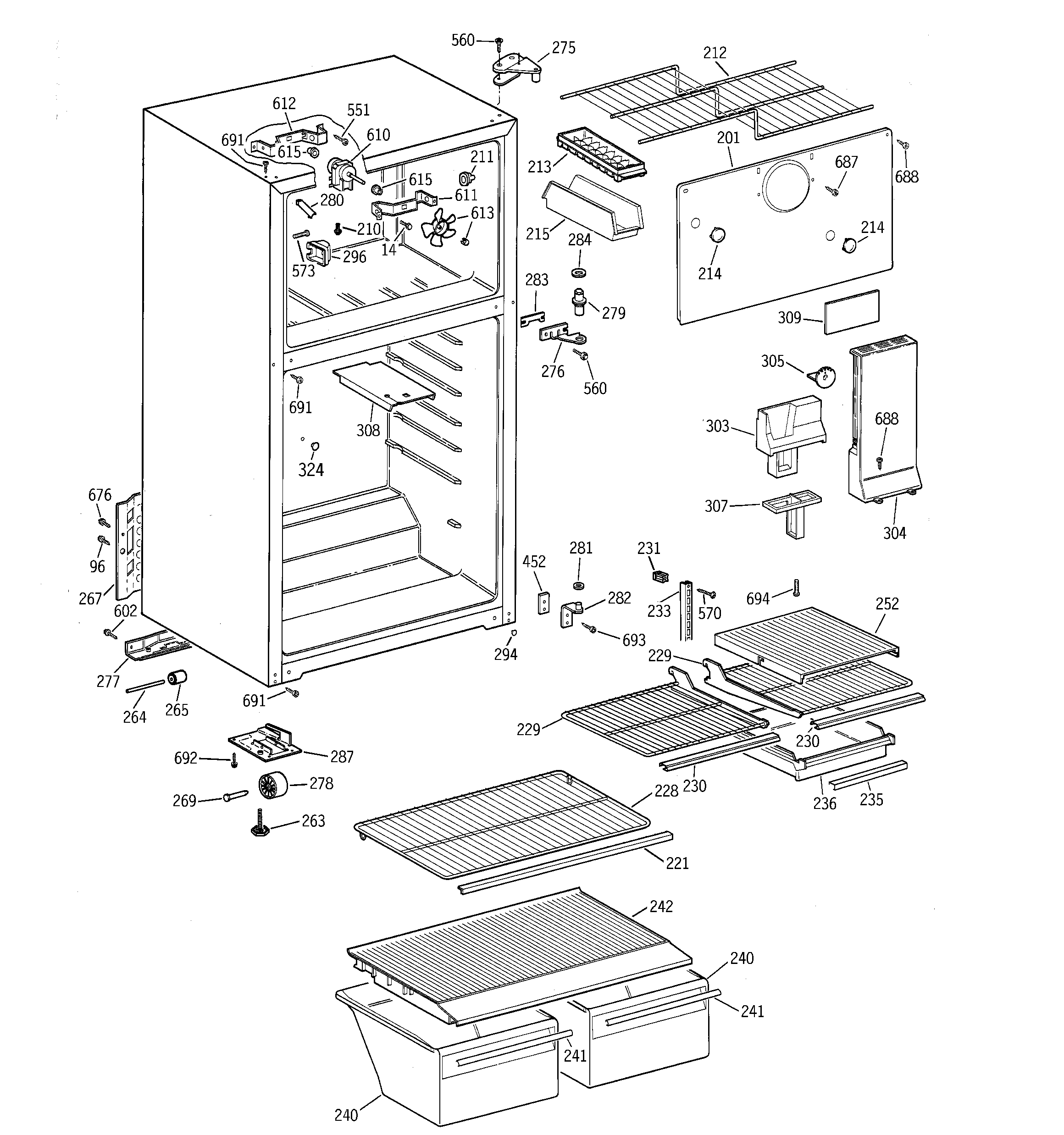 GE TBX18SYBHRWW cabinet diagram