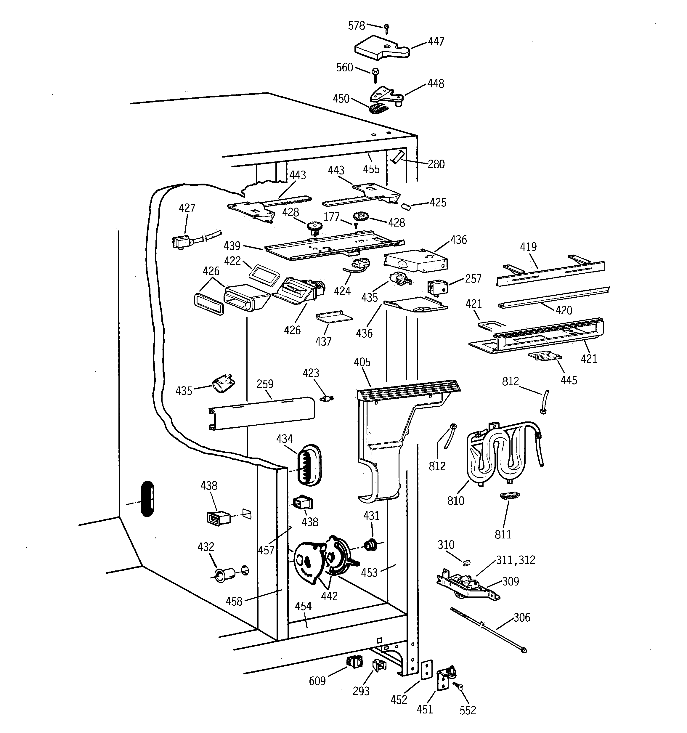 GE TPG21BRBBWW fresh food section diagram