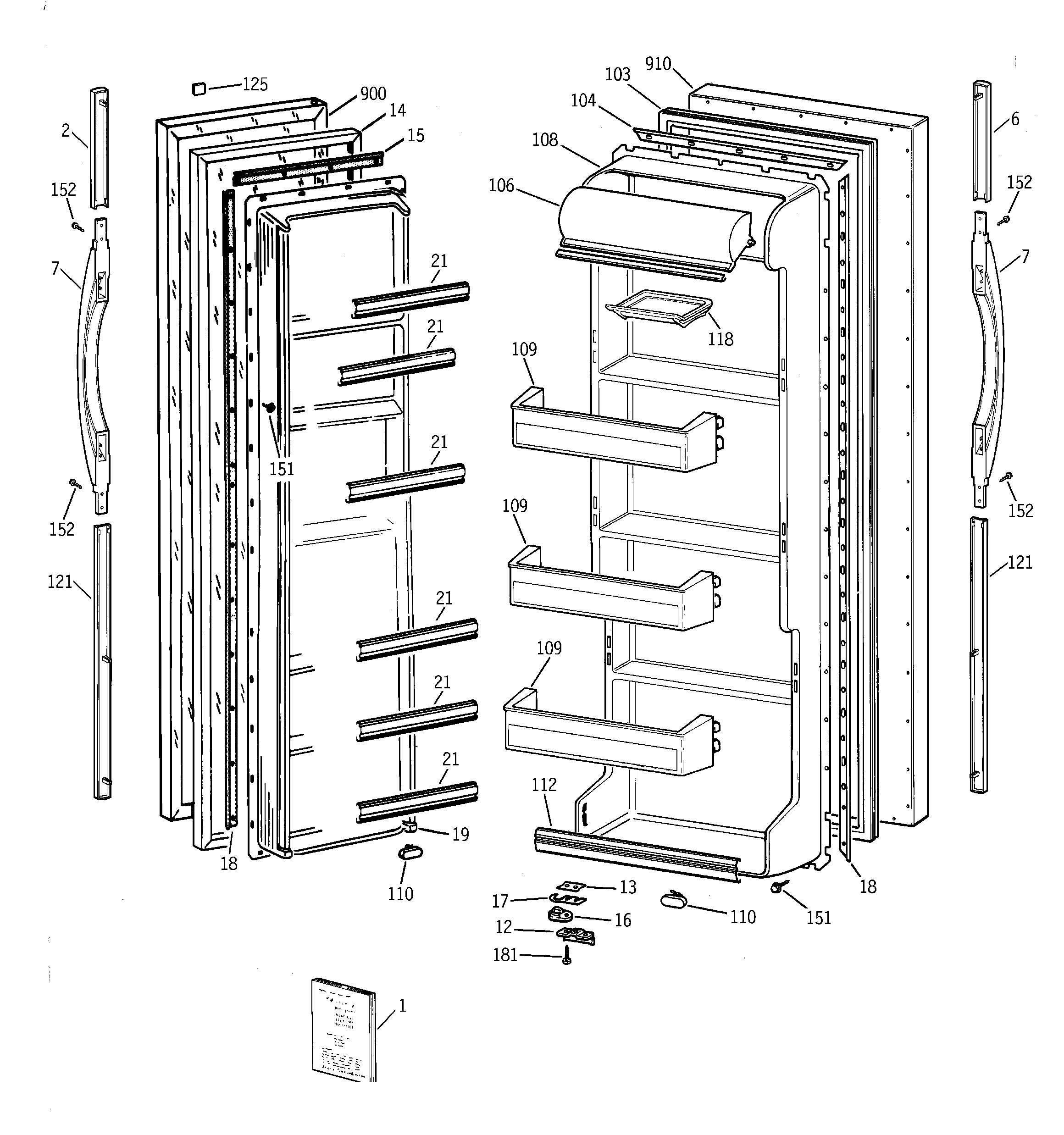 GE TFT20SABBAA doors diagram