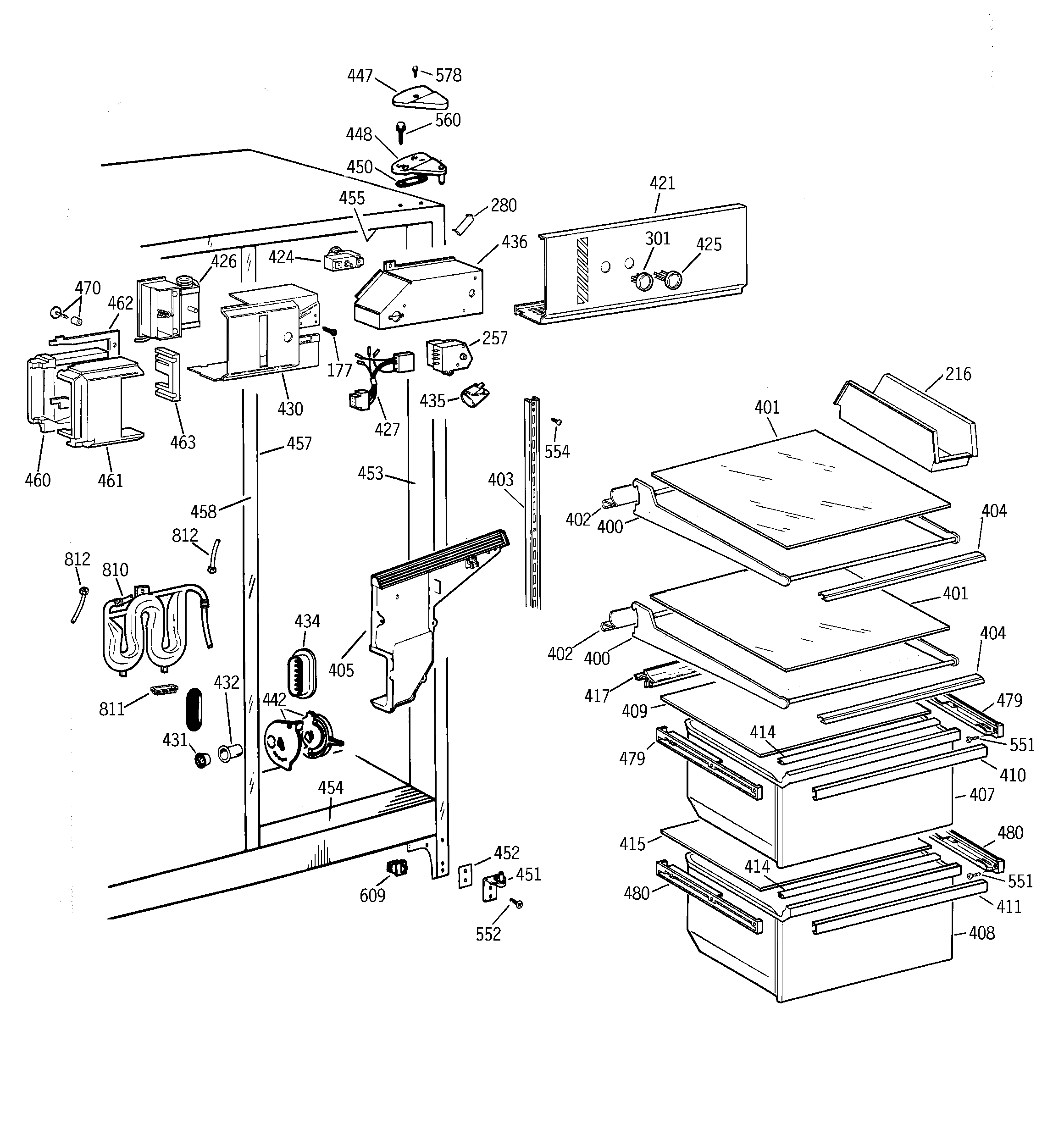 GE TFZ20JRBBWW fresh food section diagram