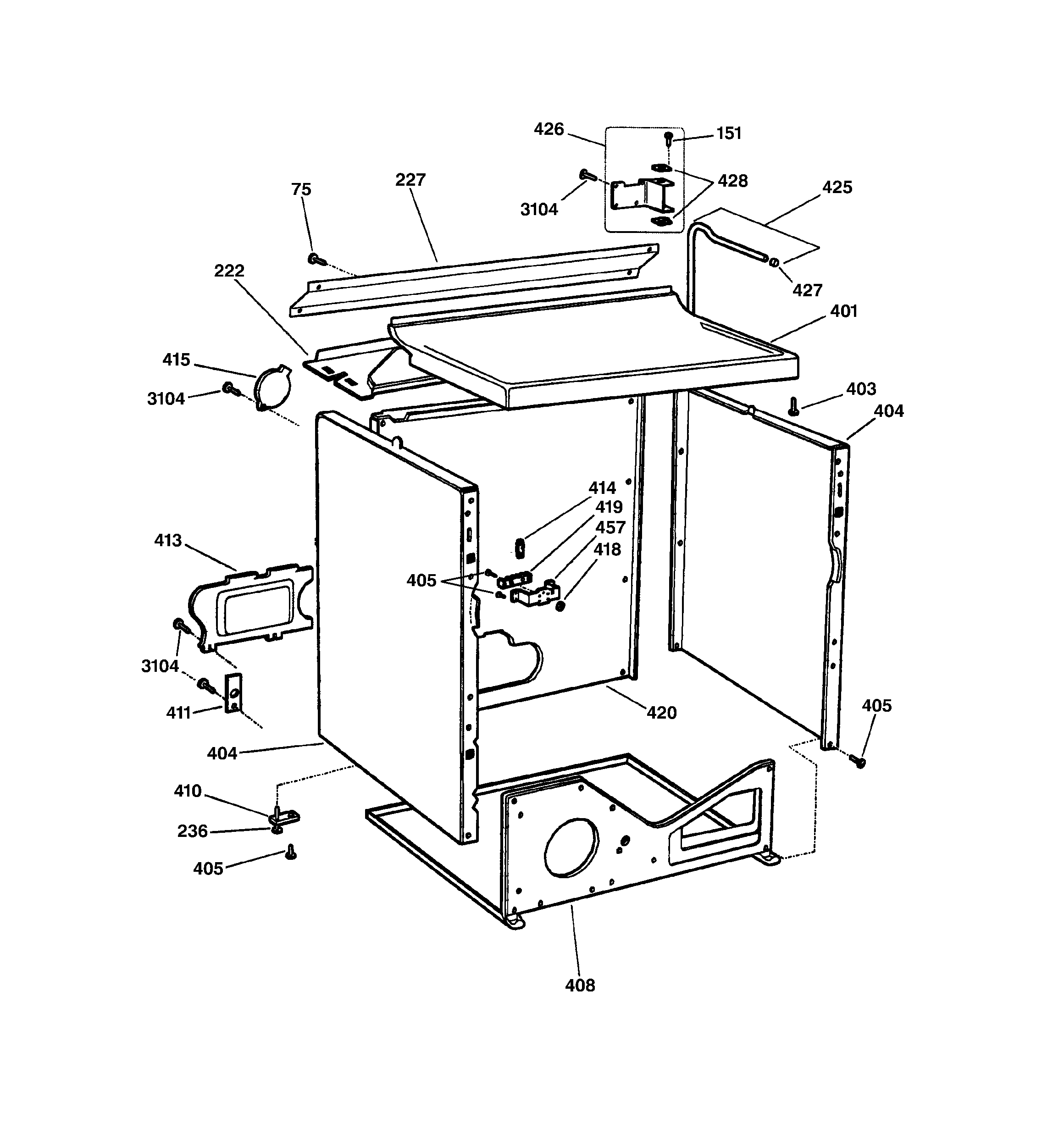 GE DPSF505EW1AA cabinet diagram