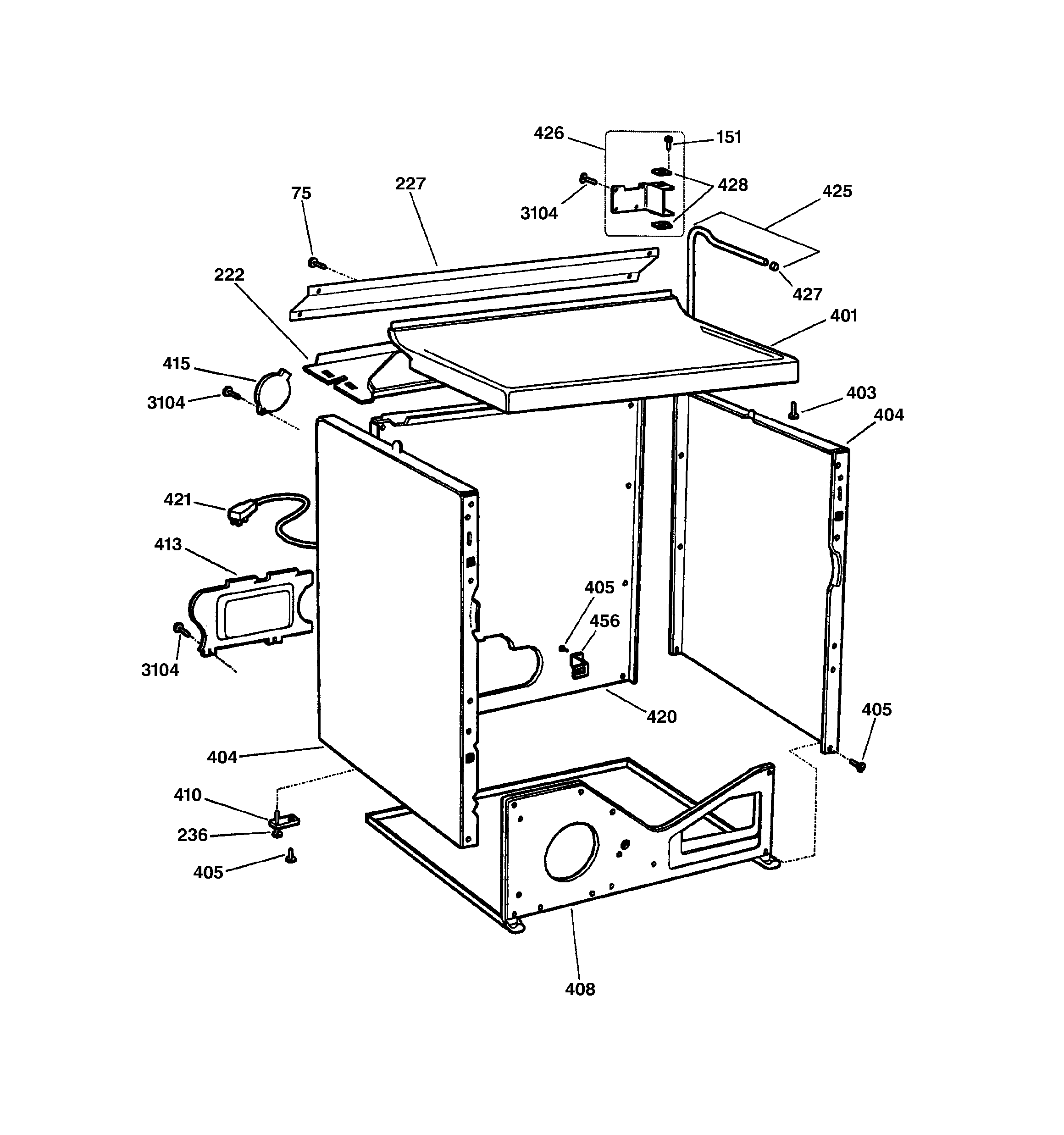 GE DPSF505GW1AA cabinet diagram