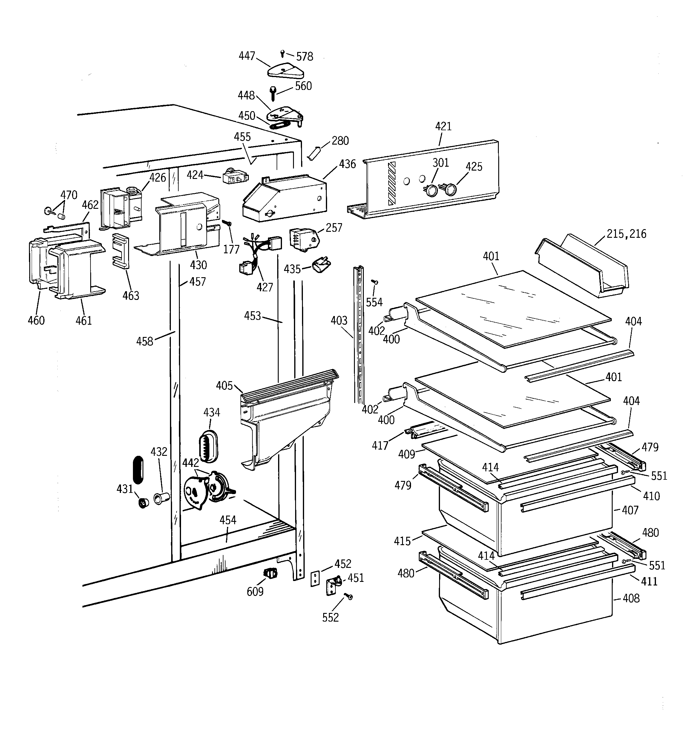 GE TFZ20JABBWW fresh food section diagram