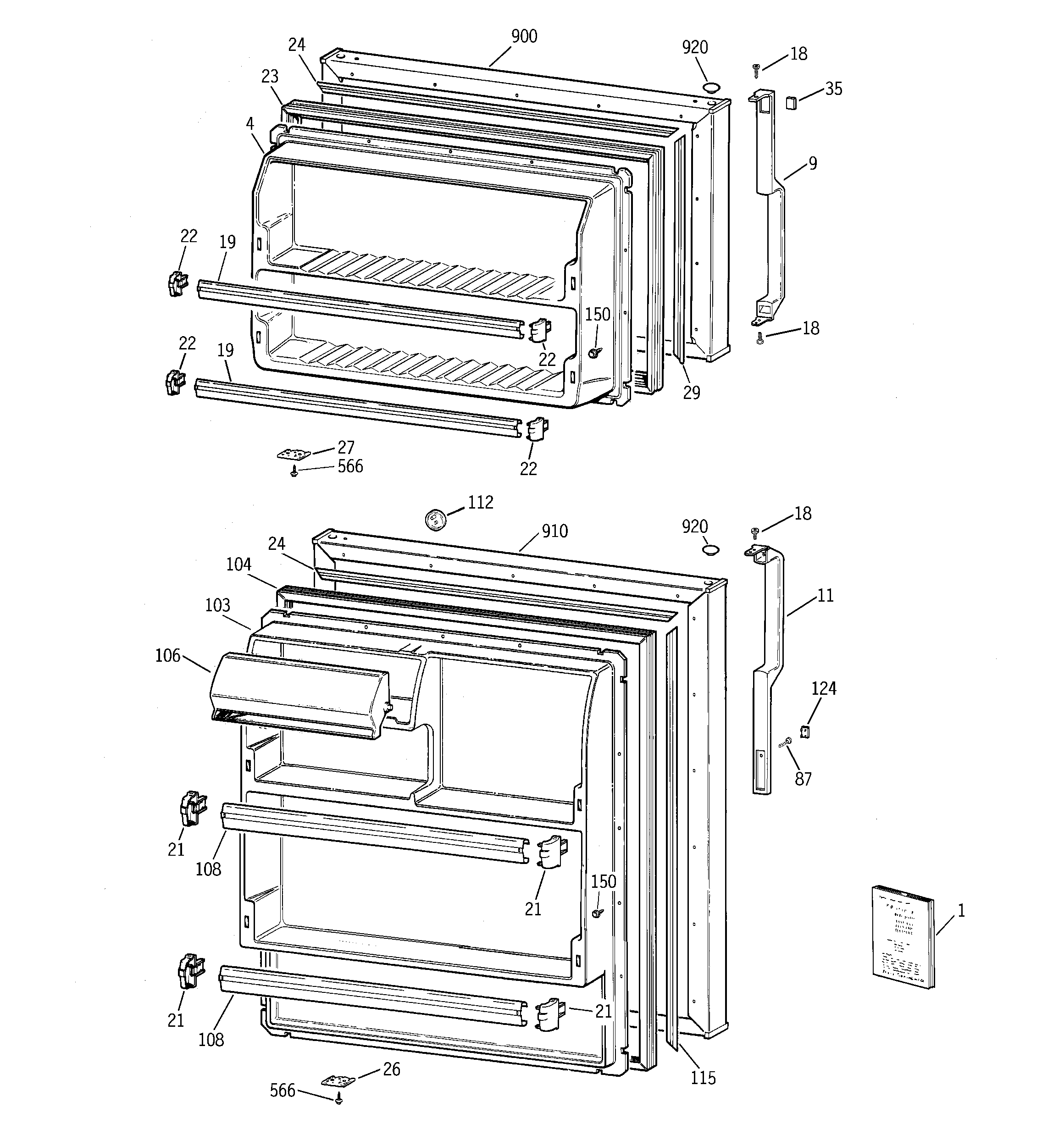 GE TBX16SABHRAA doors diagram