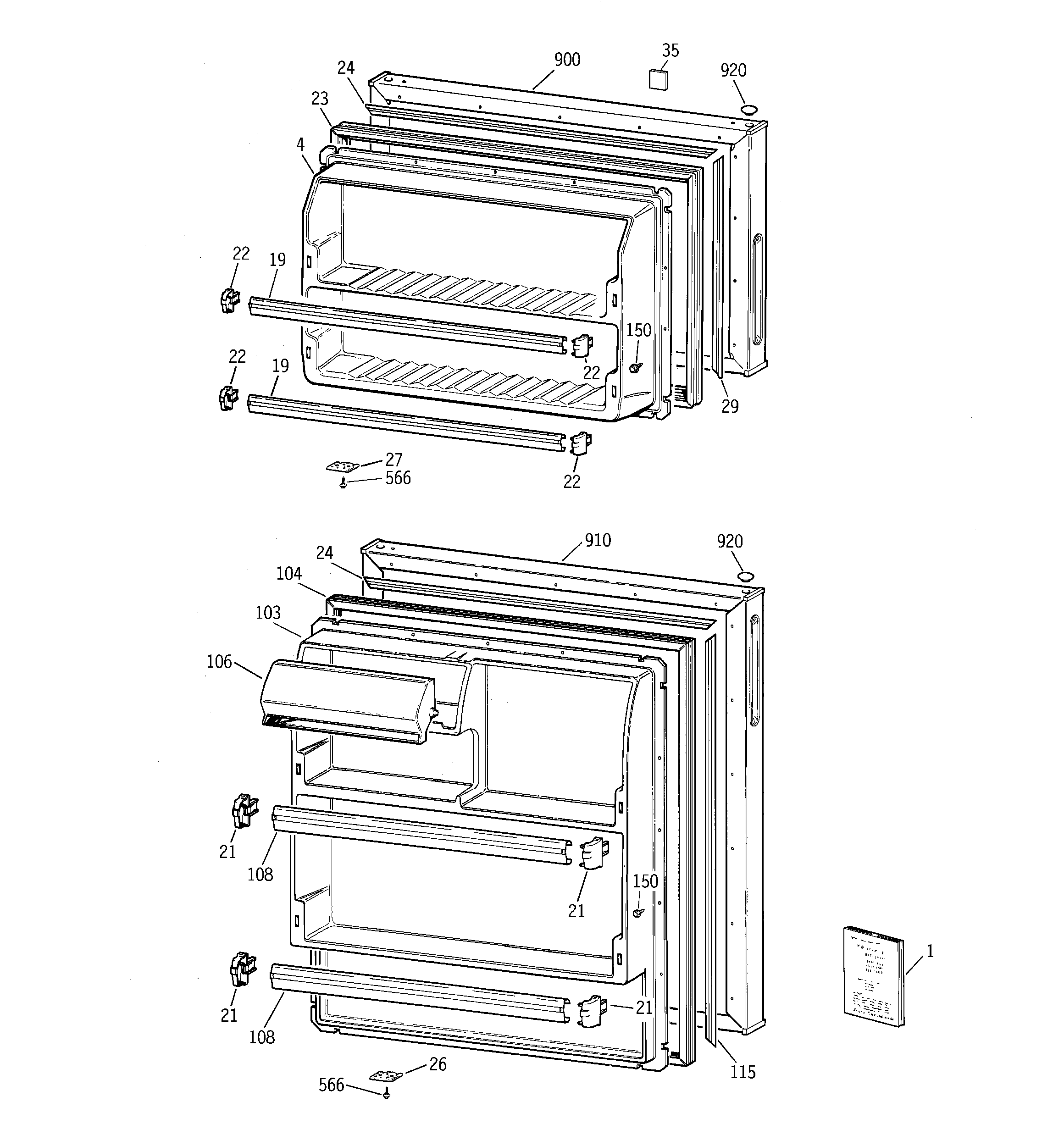 GE TBX16SYBHRAA doors diagram